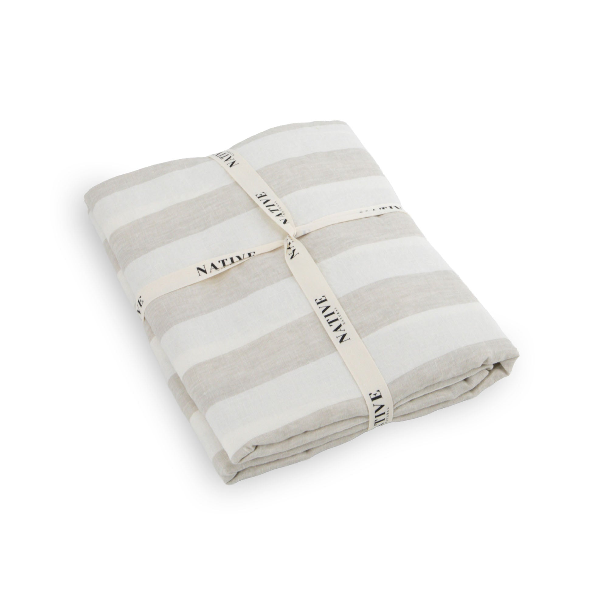 Natural Stripes 100% Linen Fitted Sheet