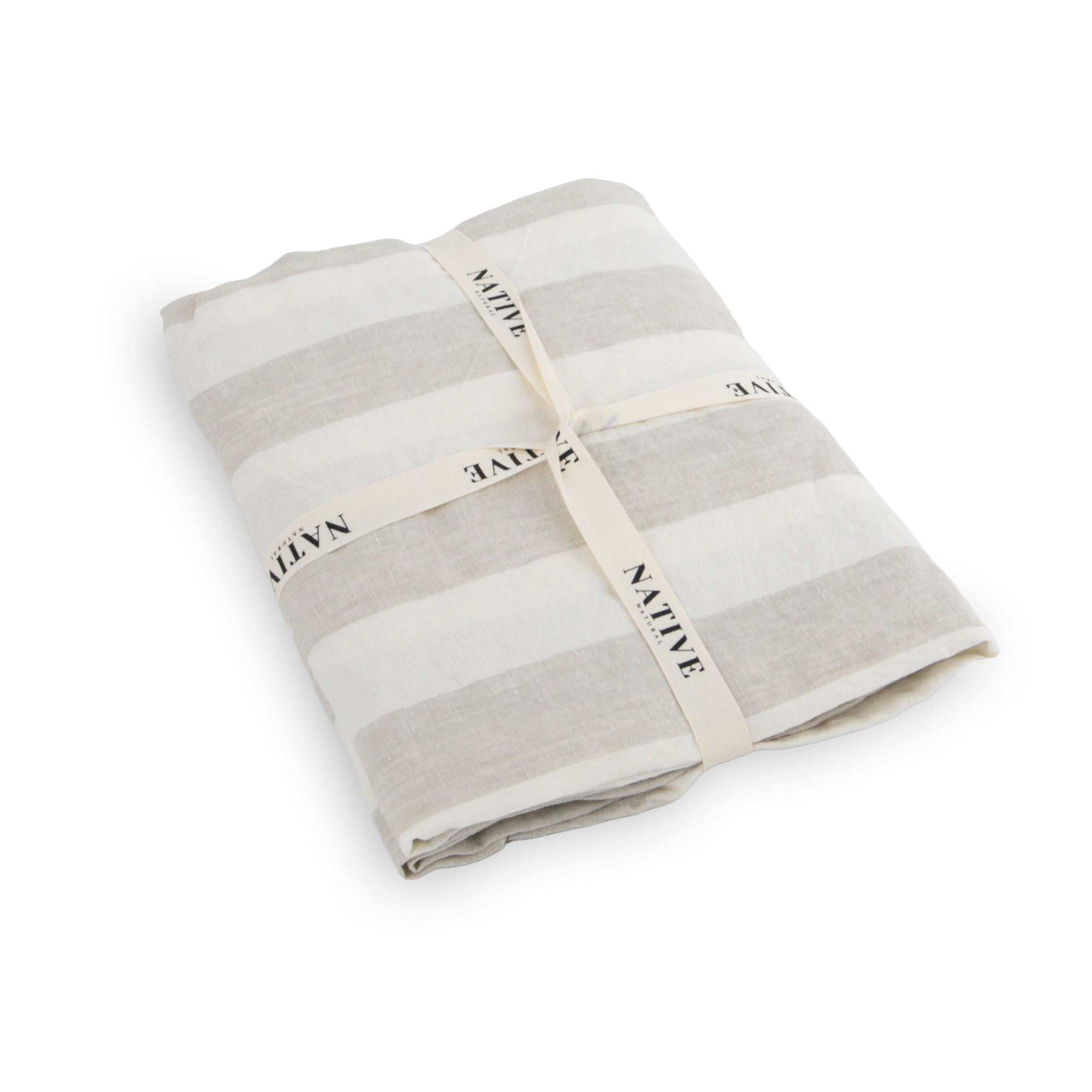 Natural Stripes 100% Linen Fitted Sheet