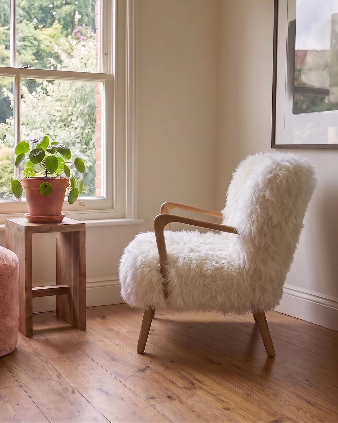 Genuine Longwool Accent Armchair