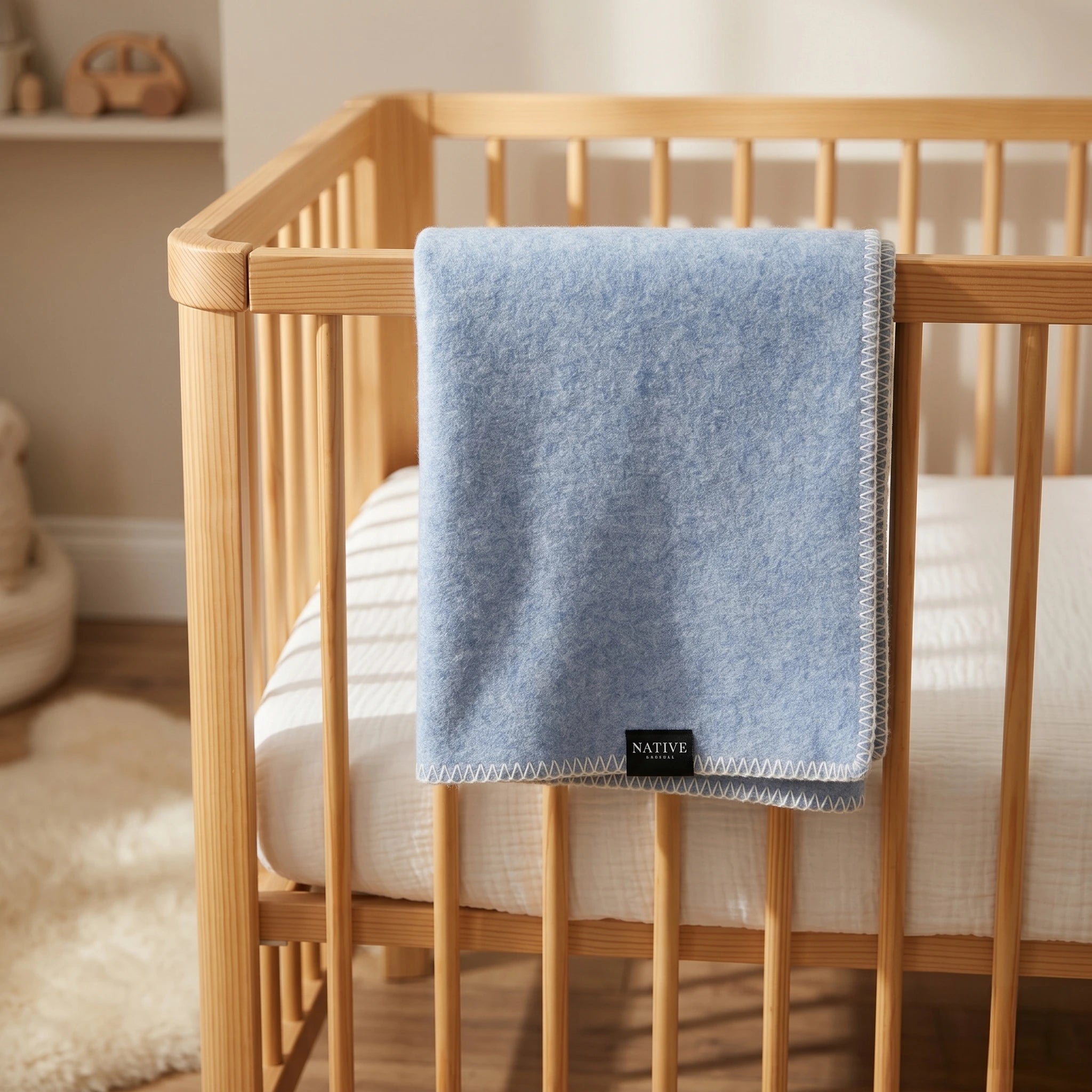 Blue Wool Baby Blanket