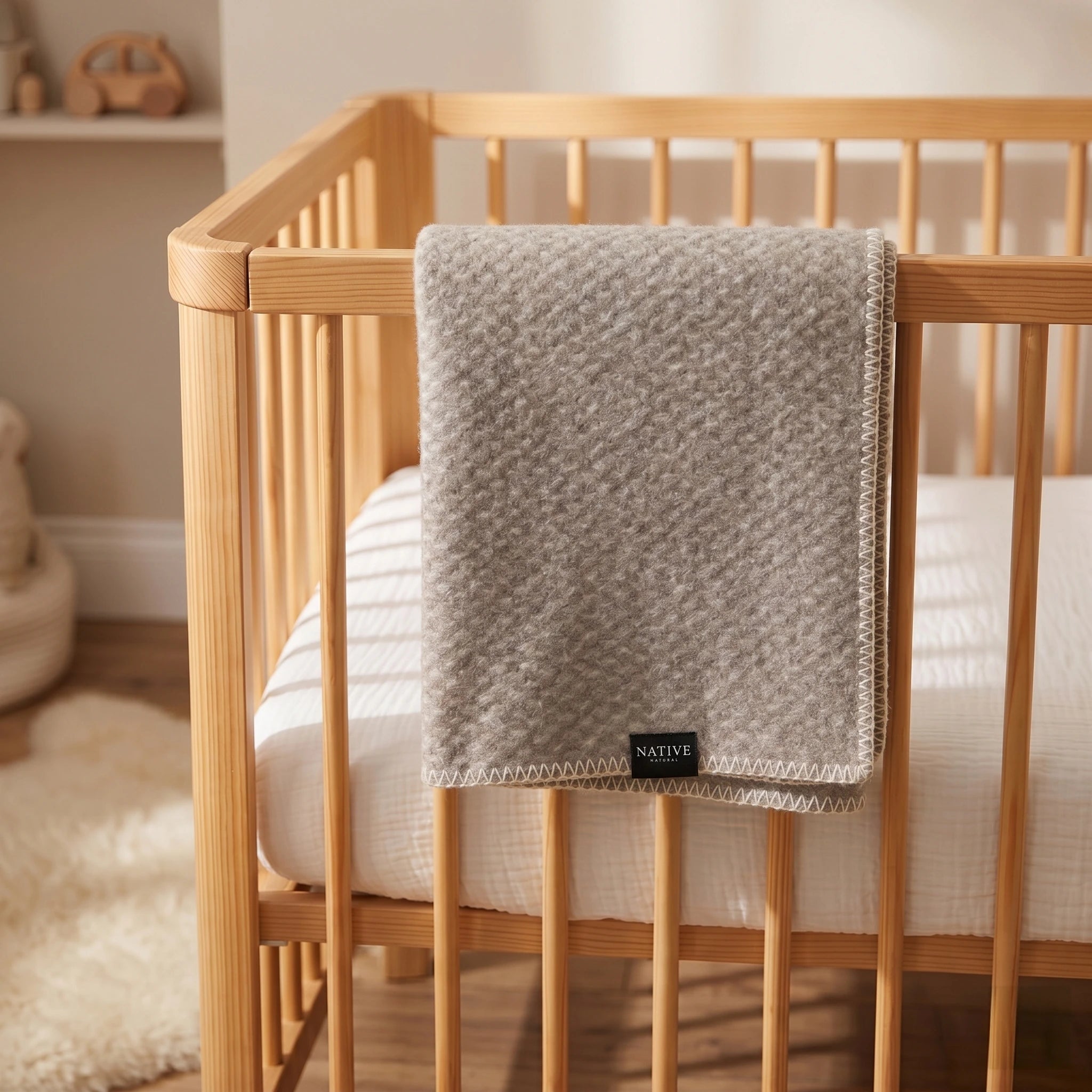 Beige Hoop Wool Baby Blanket