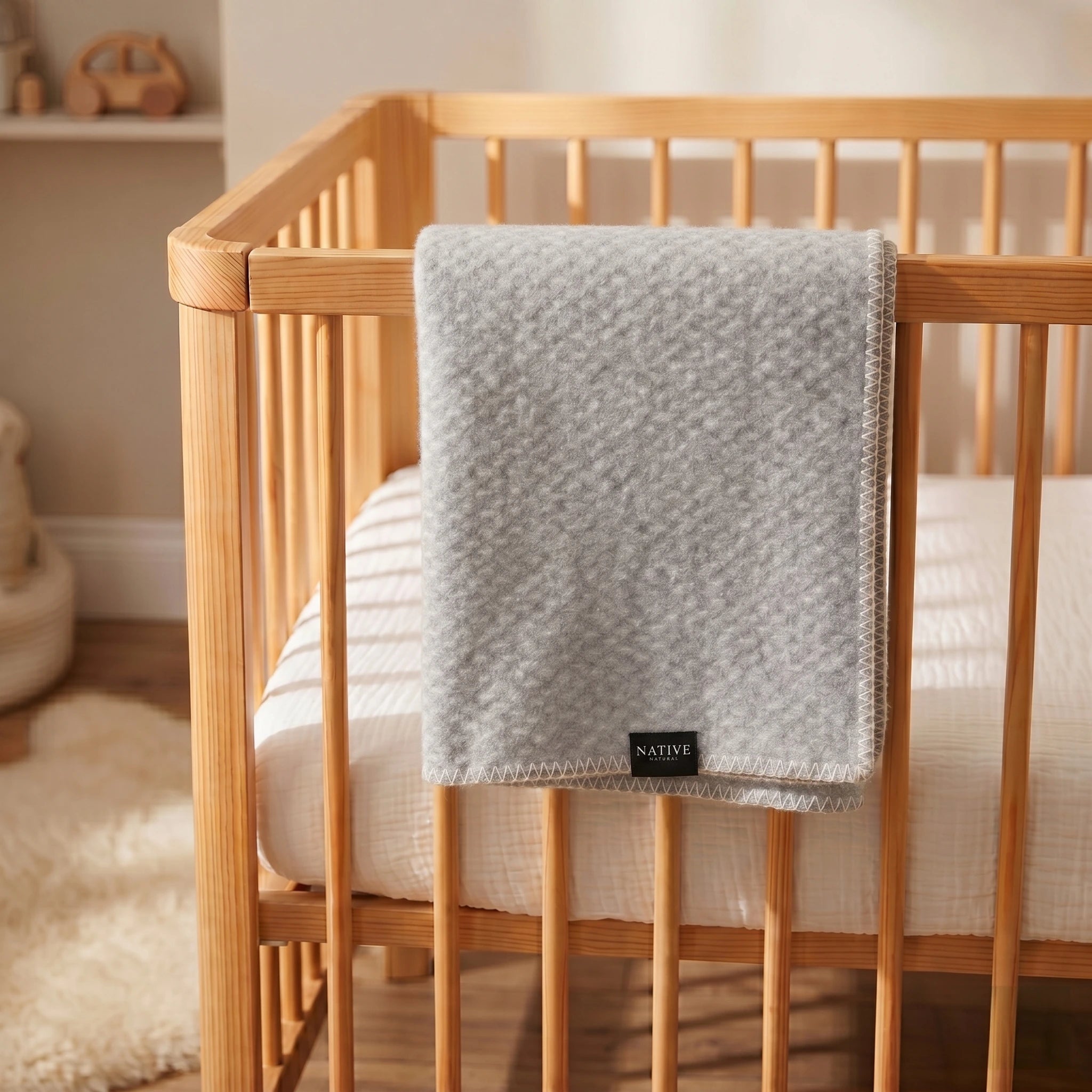 Grey Hoop Wool Baby Blanket