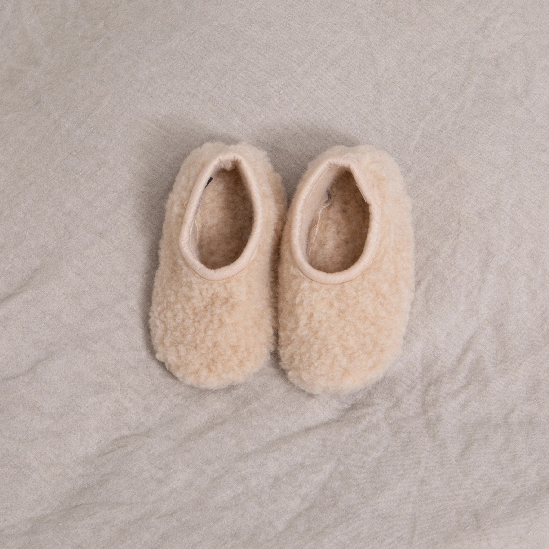 Merino Wool Baby Slippers Beige