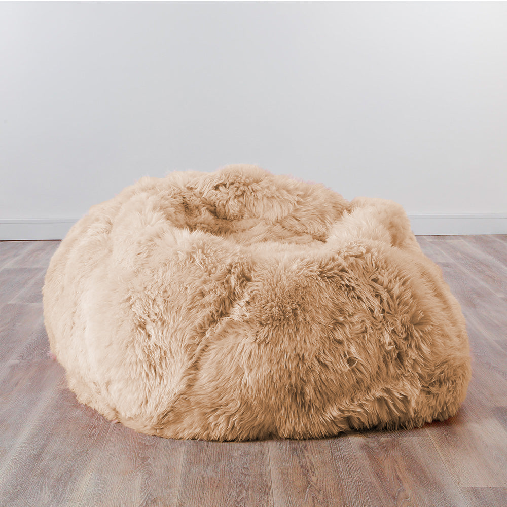 Luxurious Large Beige Sheepskin Beanbag