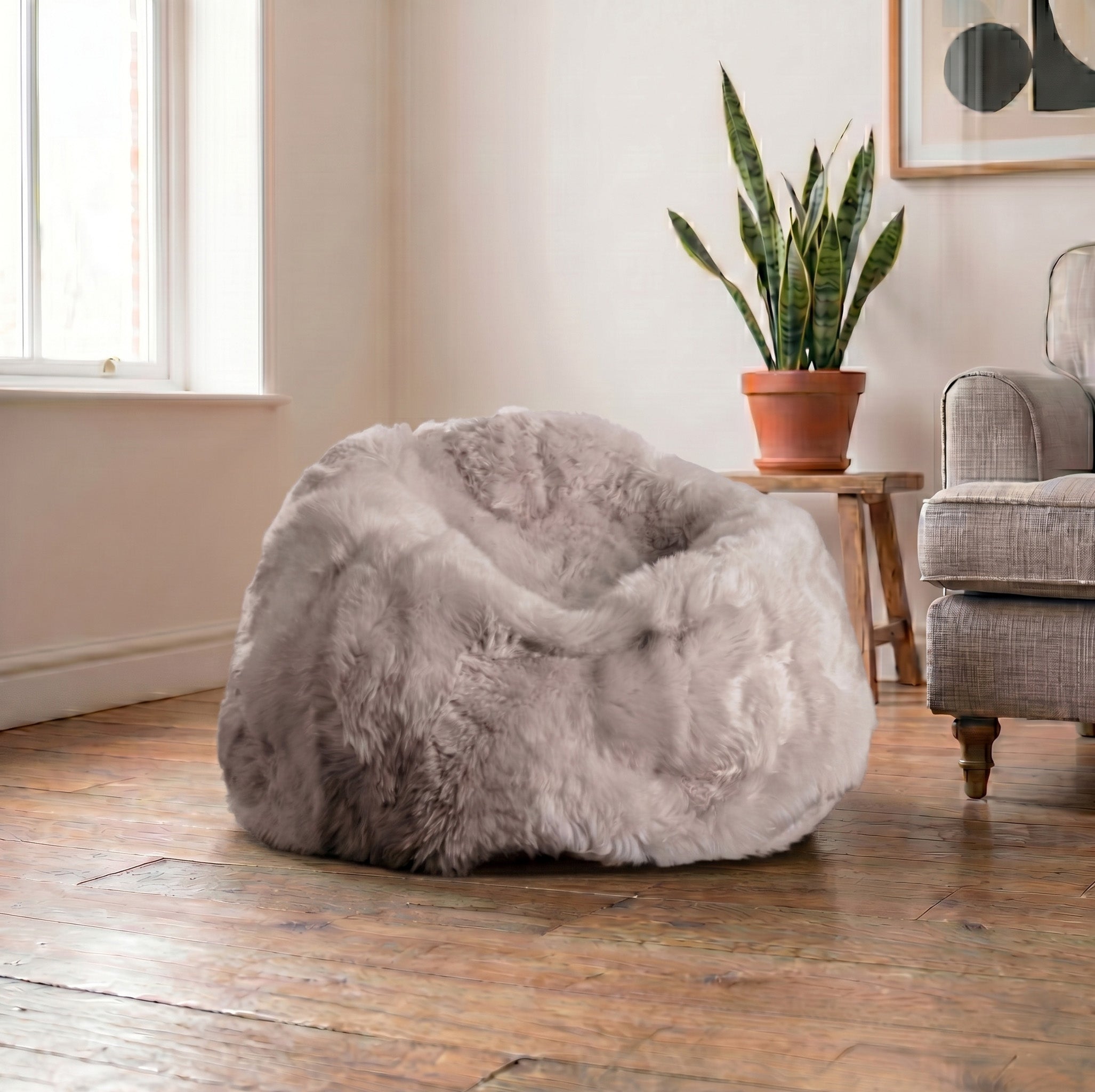 Luxurious Large Pebble Sheepskin Beanbag