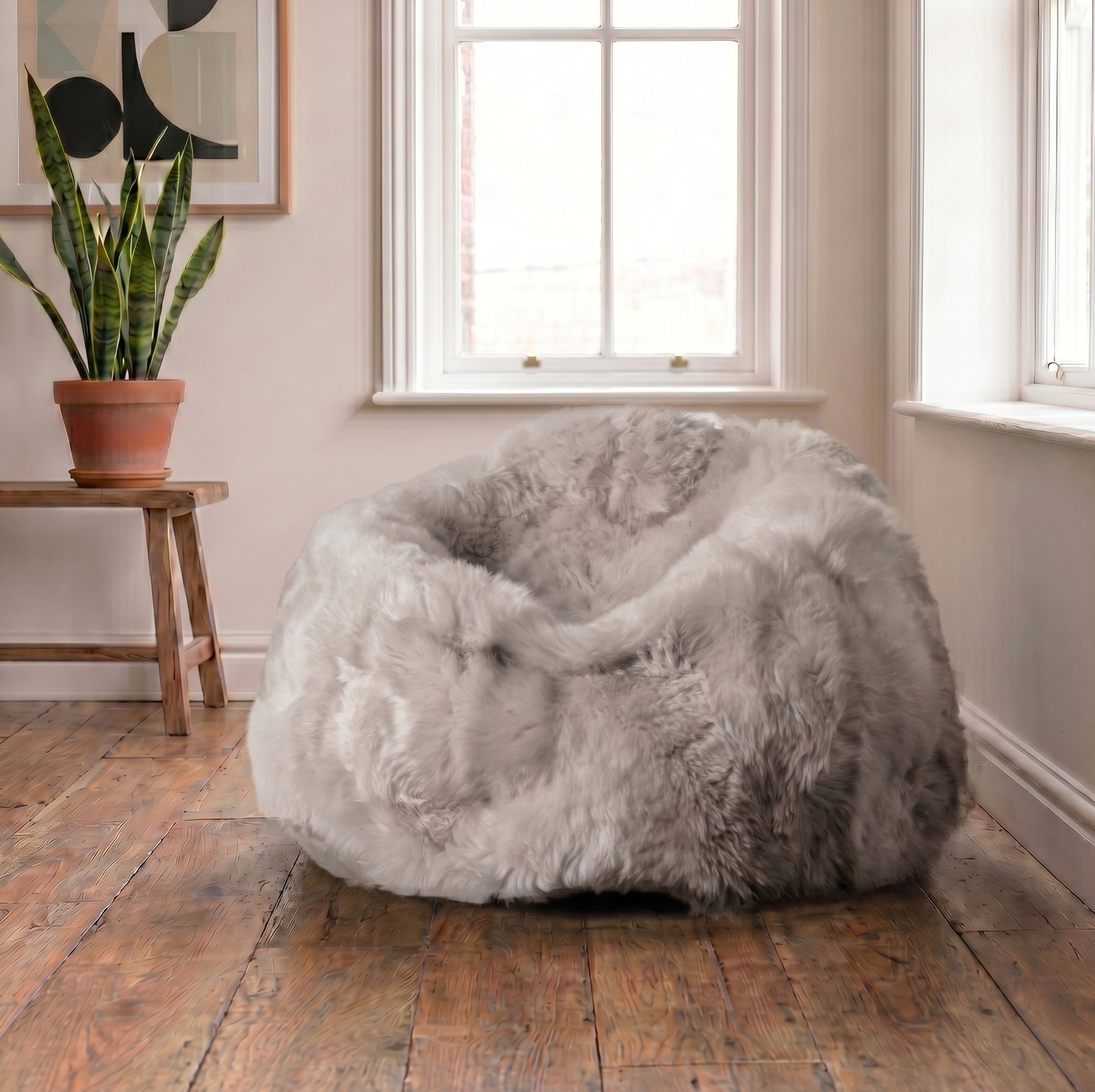 Luxurious Large Pebble Sheepskin Beanbag