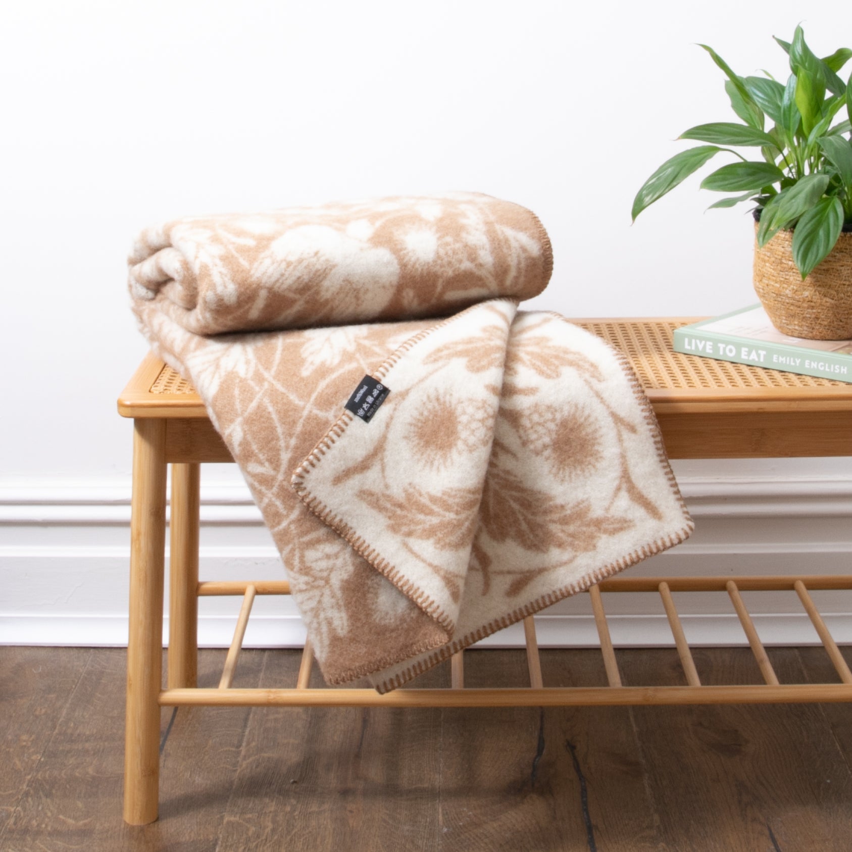 Bird Beige Wool Blanket