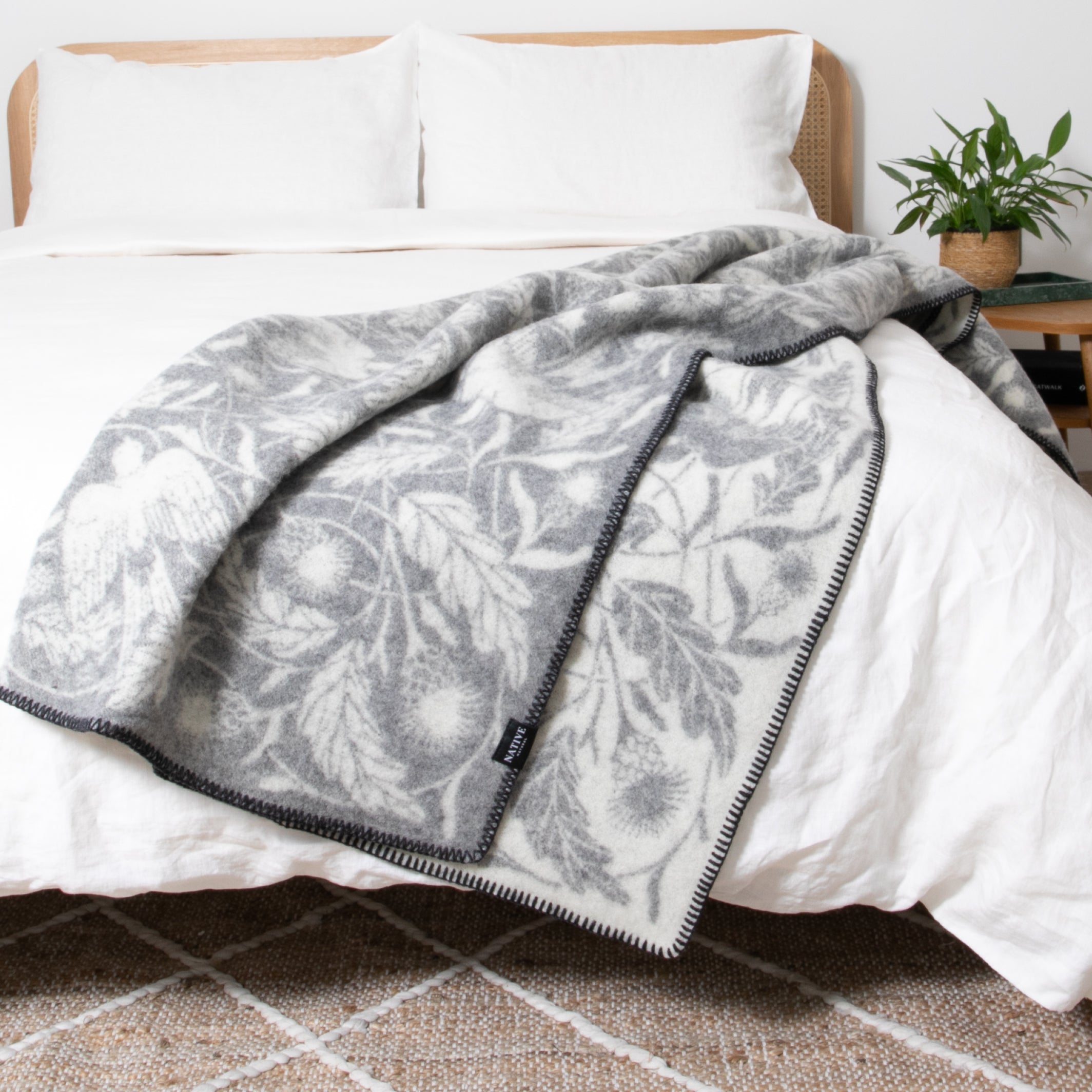 Bird Grey Wool Blanket