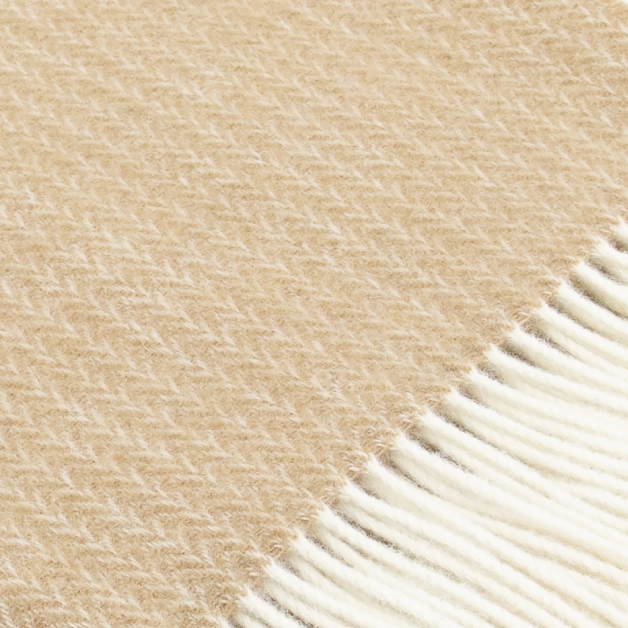 Beige Cable Pattern Wool Blanket