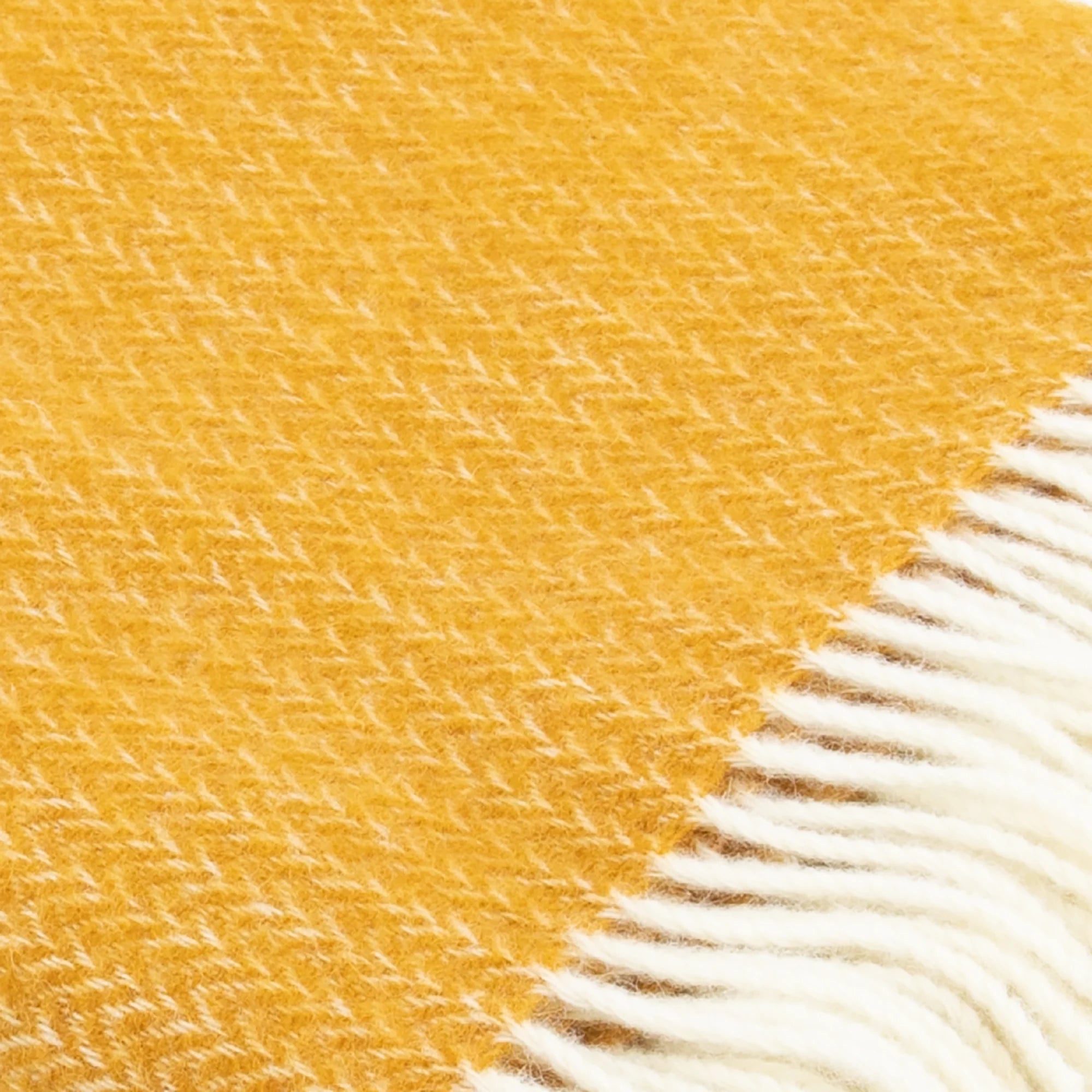 Mustard Cable Pattern Wool Blanket