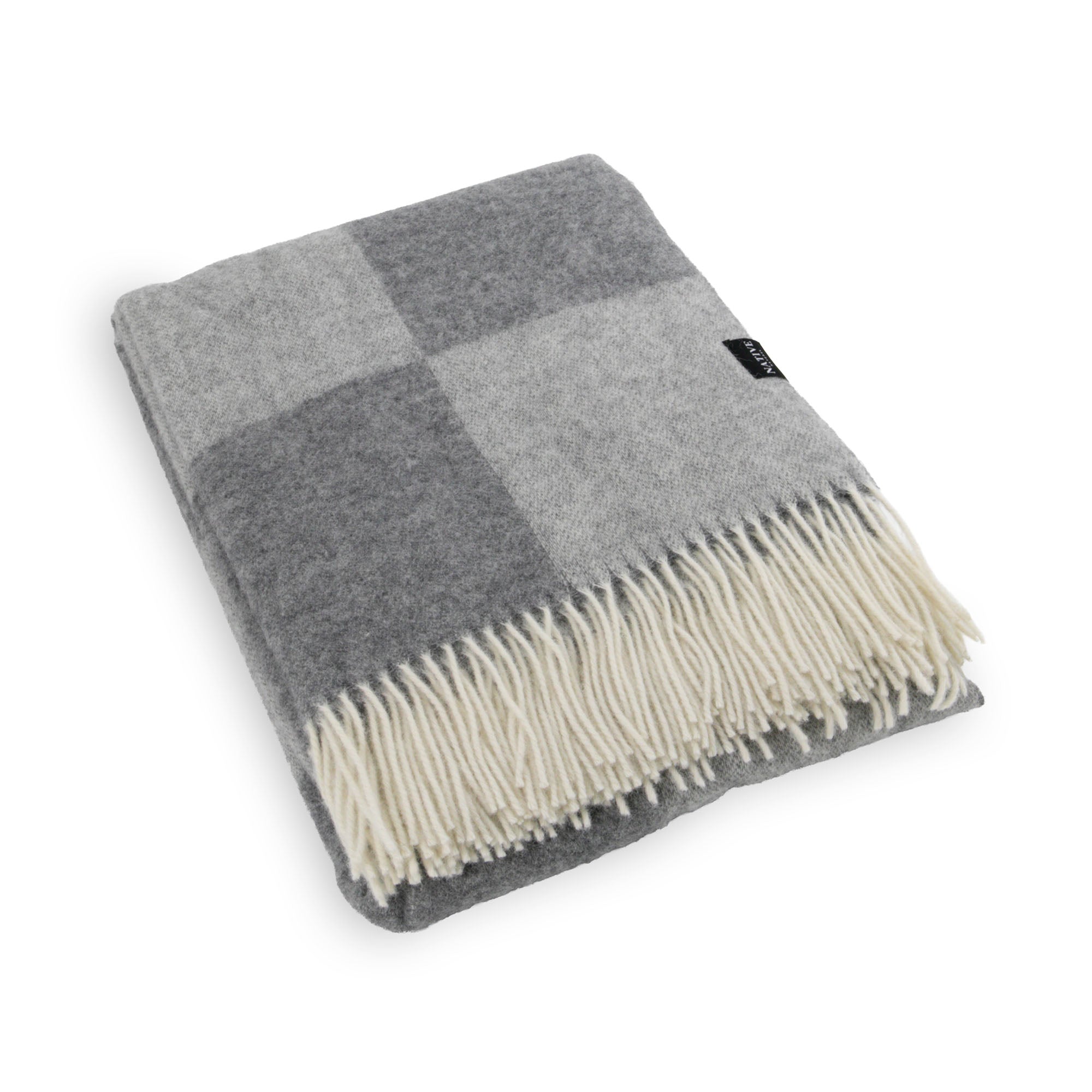 Checkerboard Grey Wool Blanket