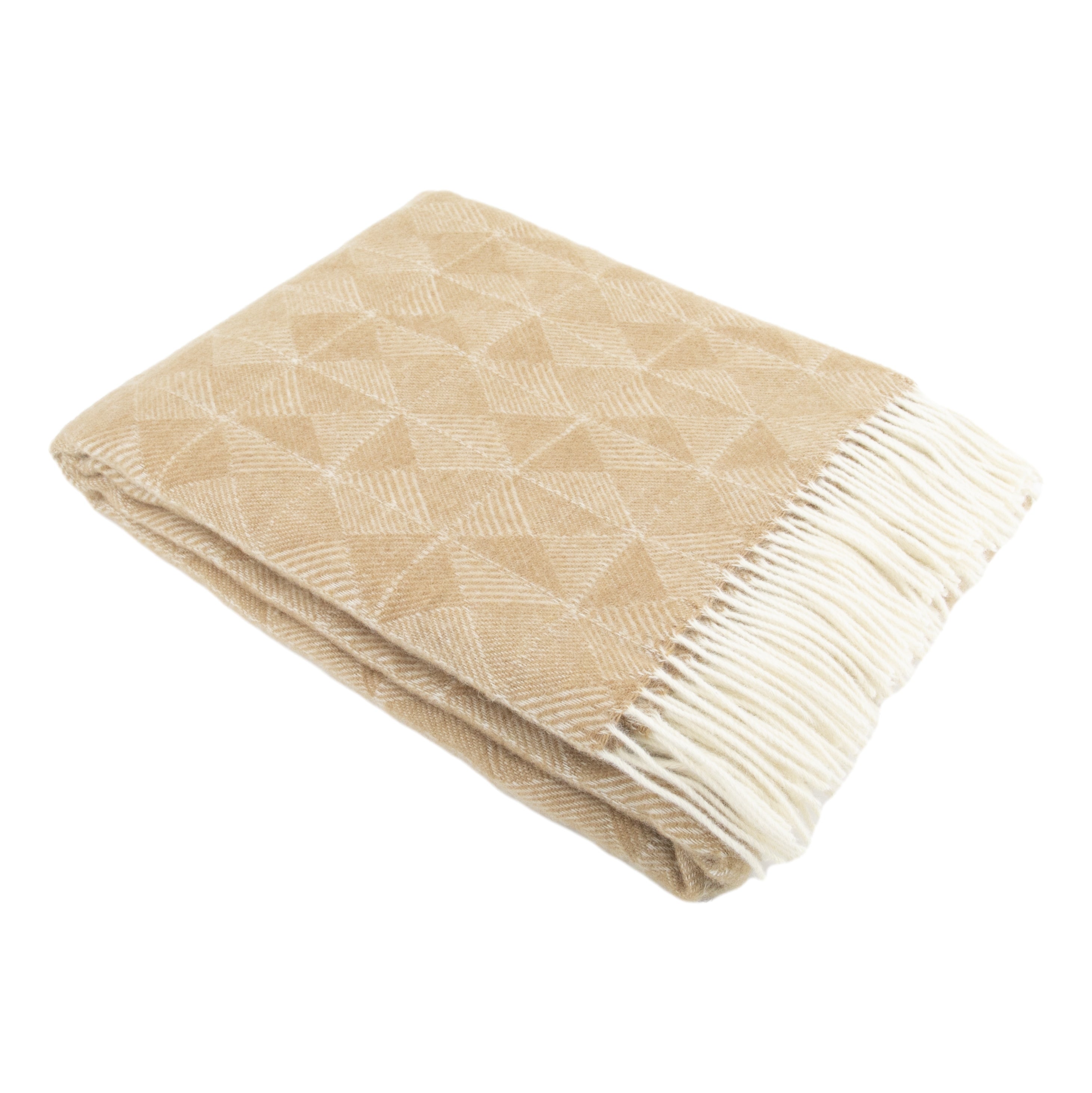 Diamond Pattern Beige Wool Blanket