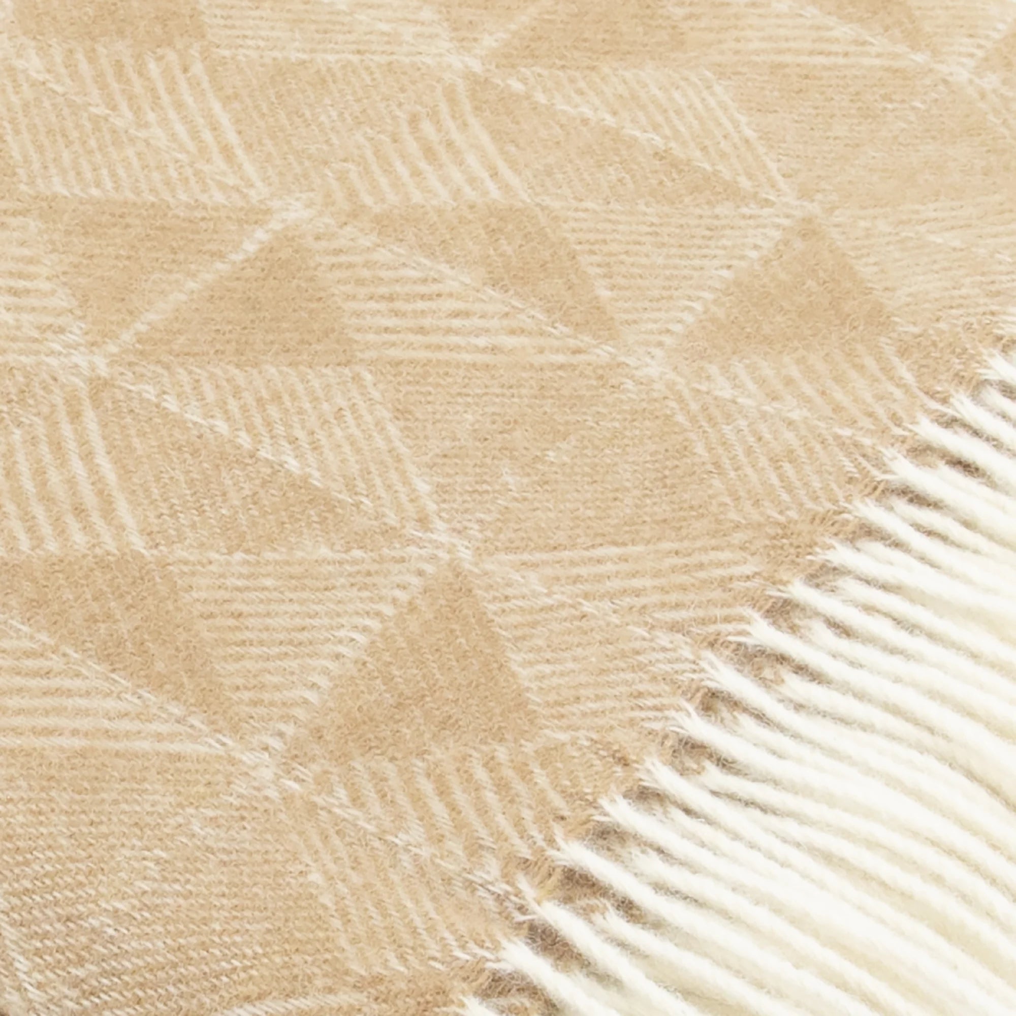 Beige Diamond Pattern Wool Blanket