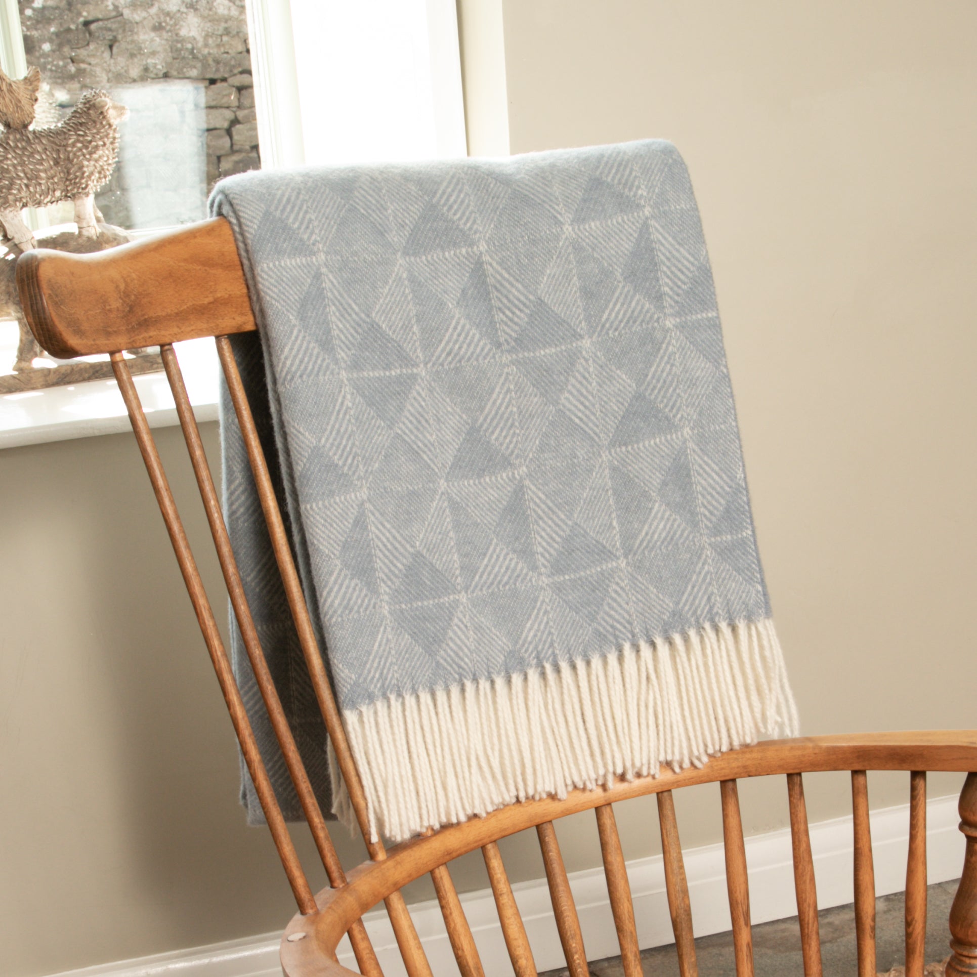 Diamond Pattern Blue Wool Blanket