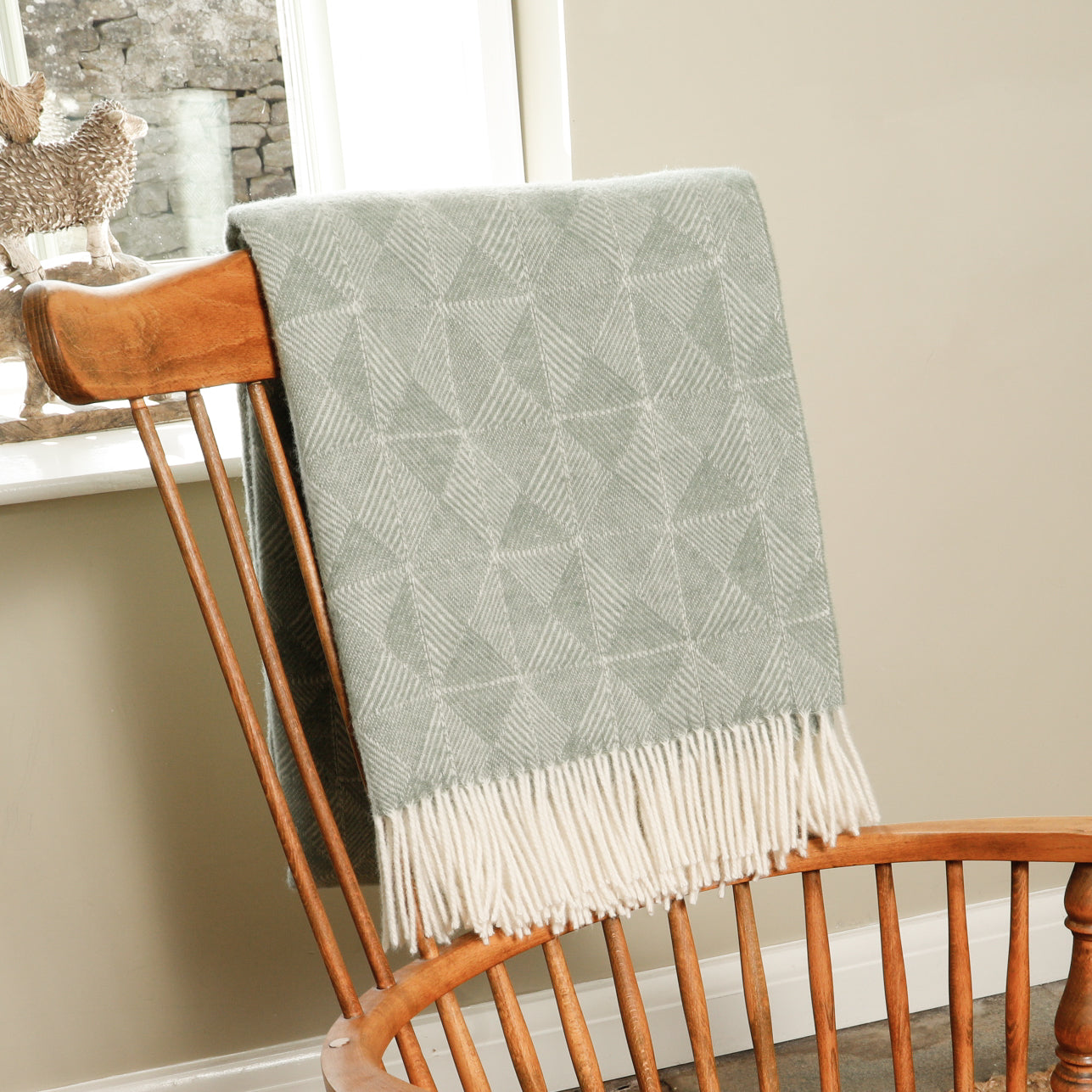 Diamond Pattern Green Wool Blanket