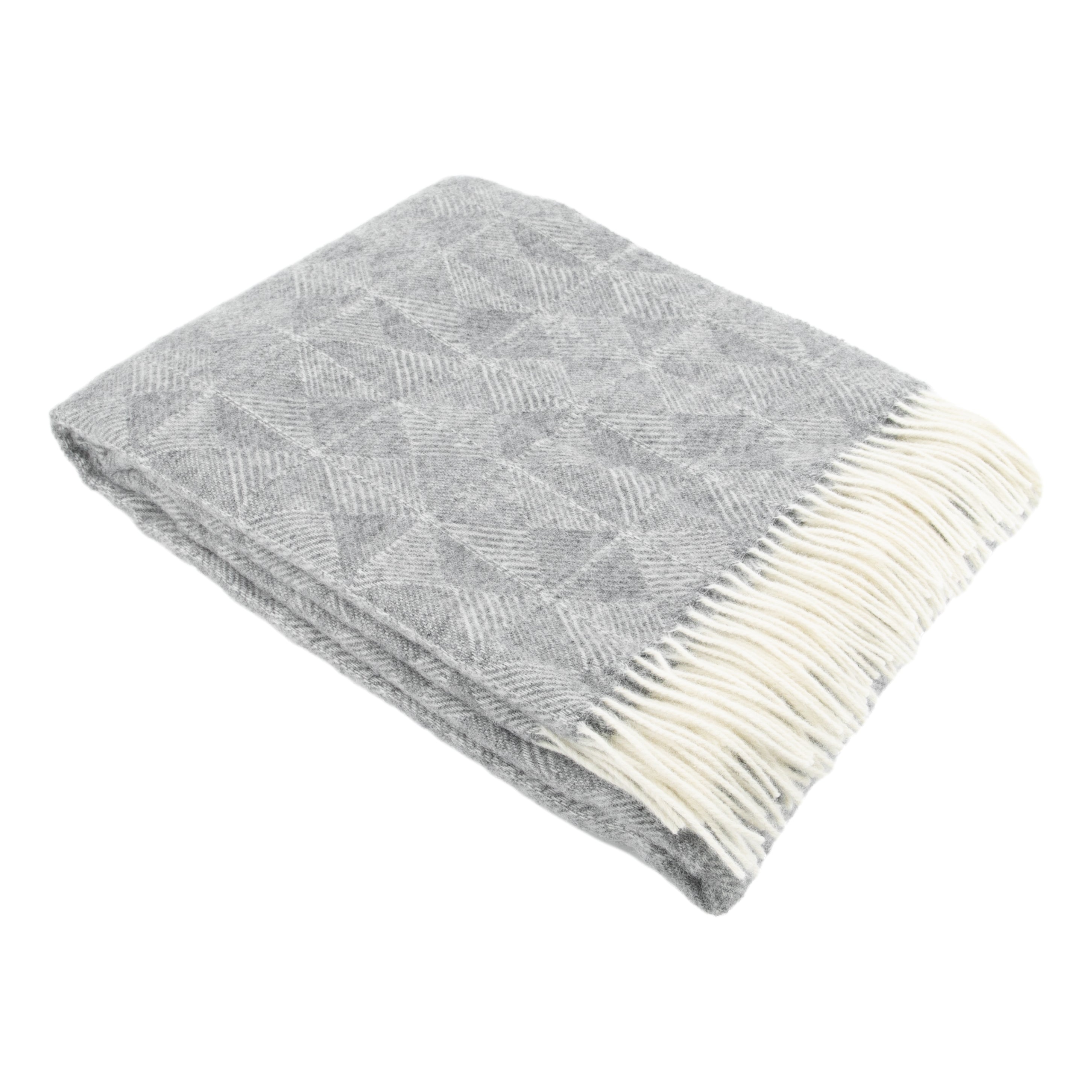 Diamond Pattern Grey Wool Blanket