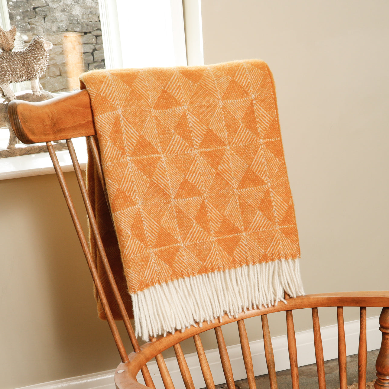 Diamond Pattern Mustard Wool Blanket