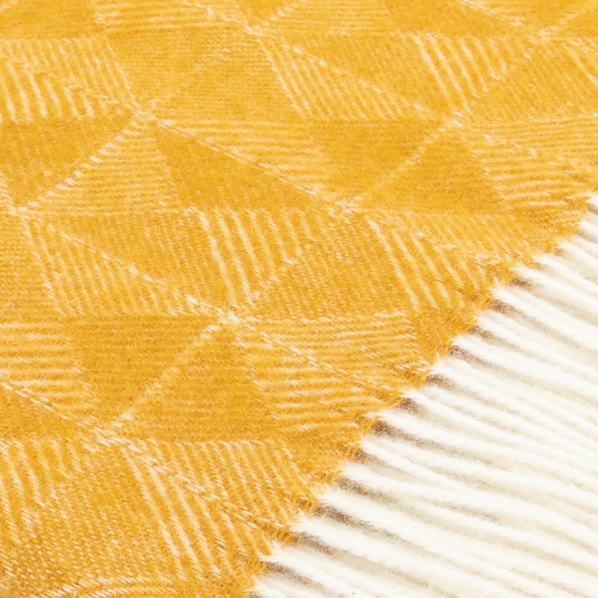 Mustard Diamond Pattern Wool Blanket