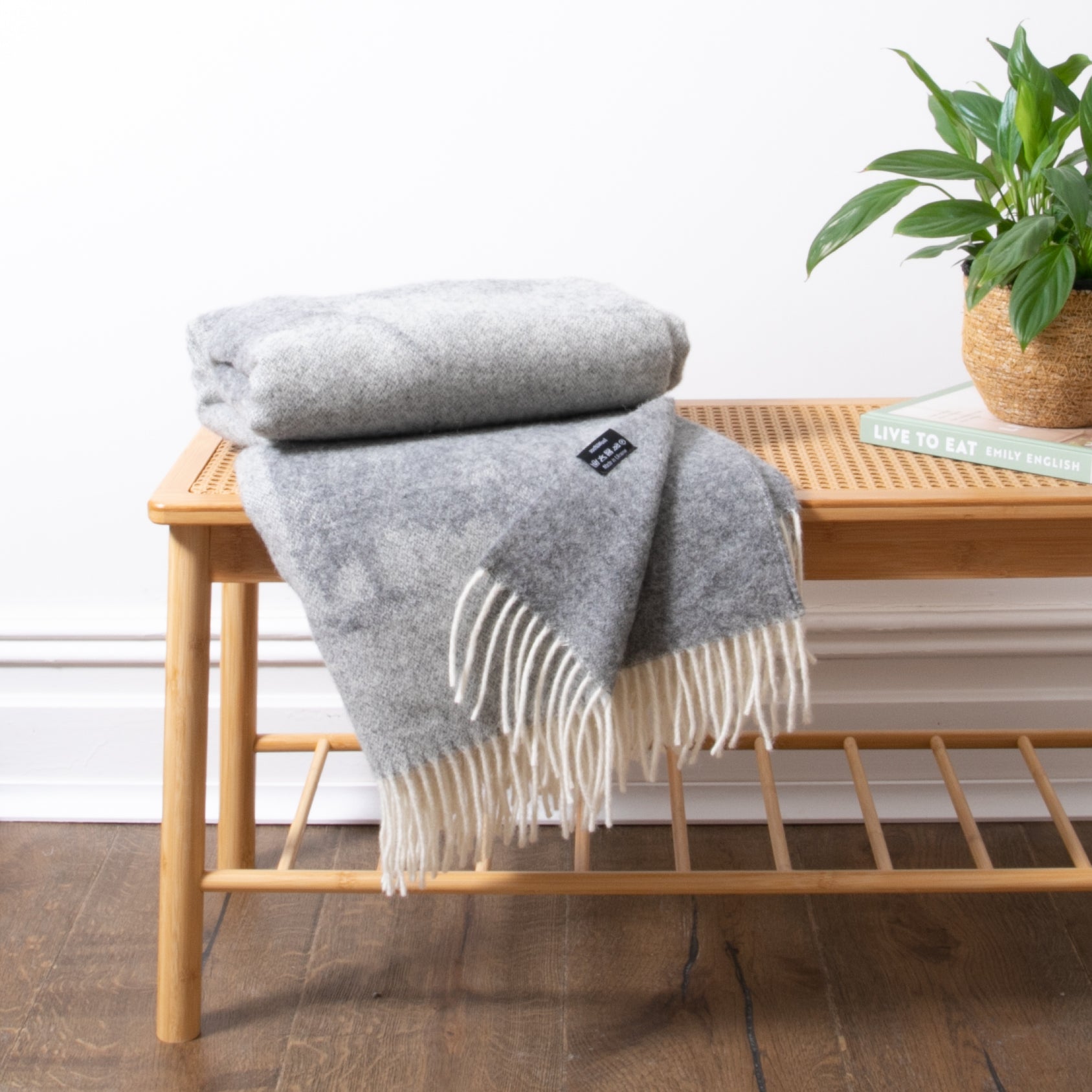Highland Cow Grey Wool Blanket