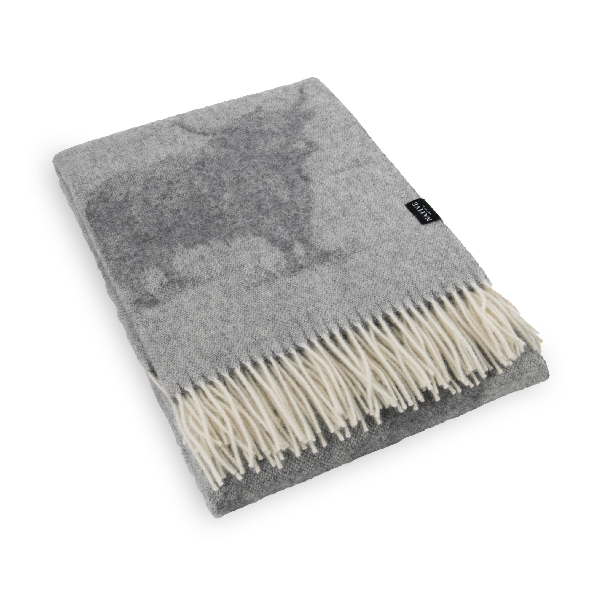 Highland Cow Grey Wool Blanket