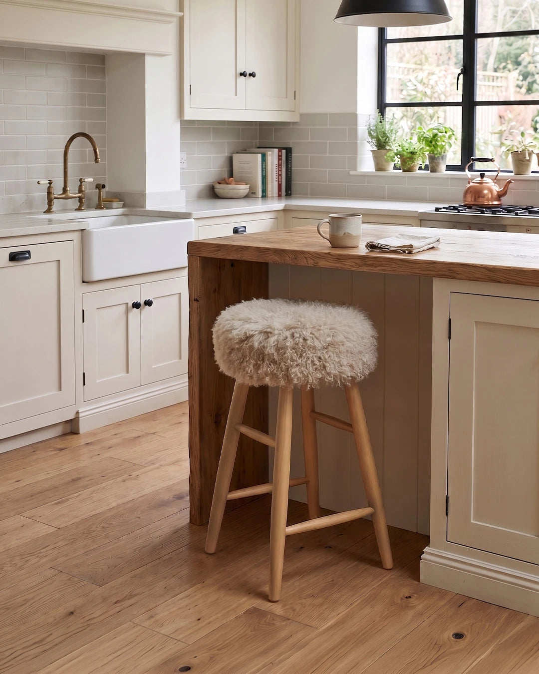 Curly Sheepskin Bar Stool