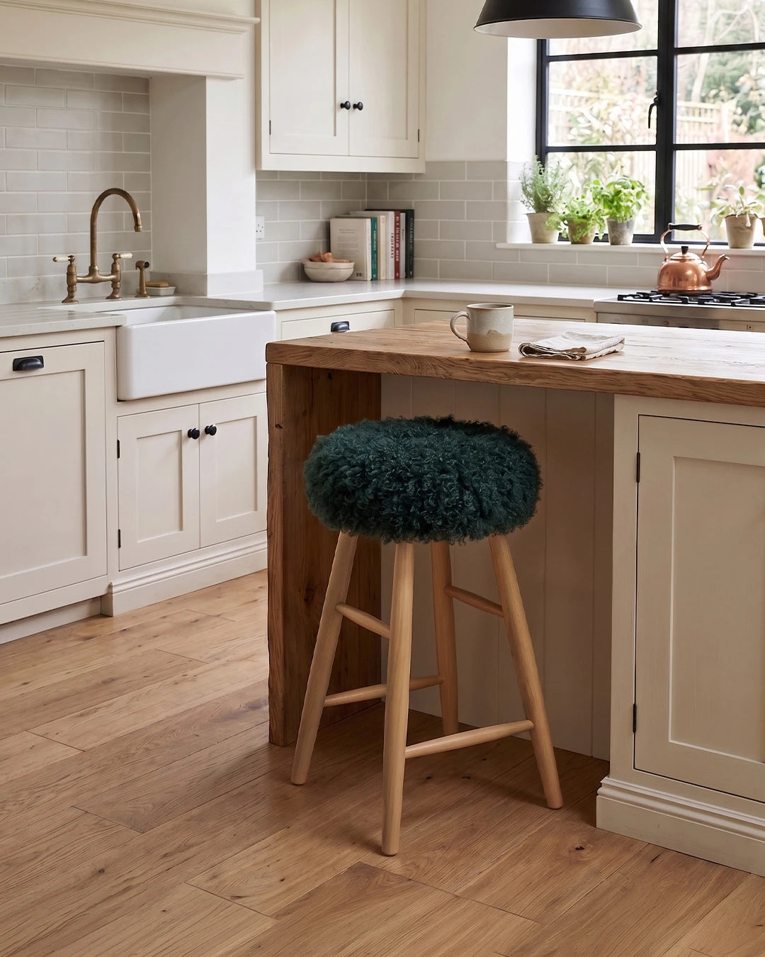 Curly Sheepskin Bar Stool