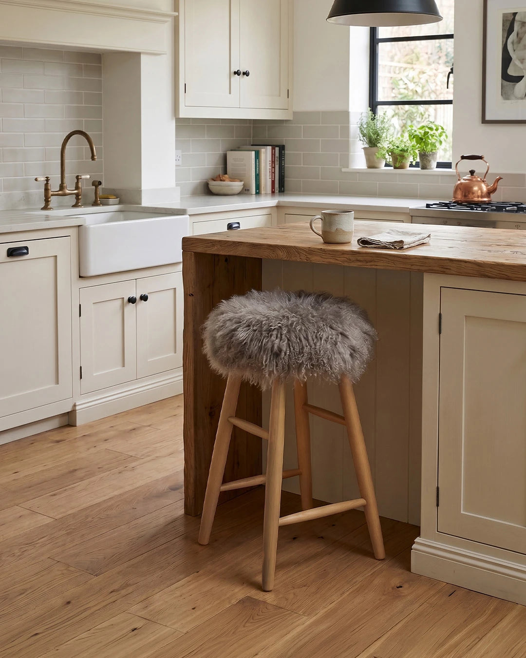 Curly Sheepskin Bar Stool