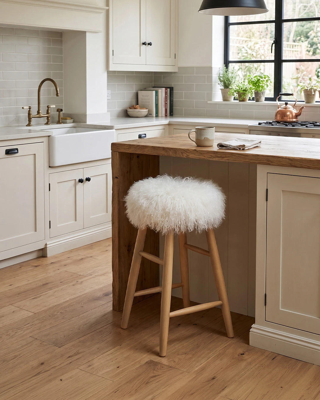 Curly Sheepskin Bar Stool