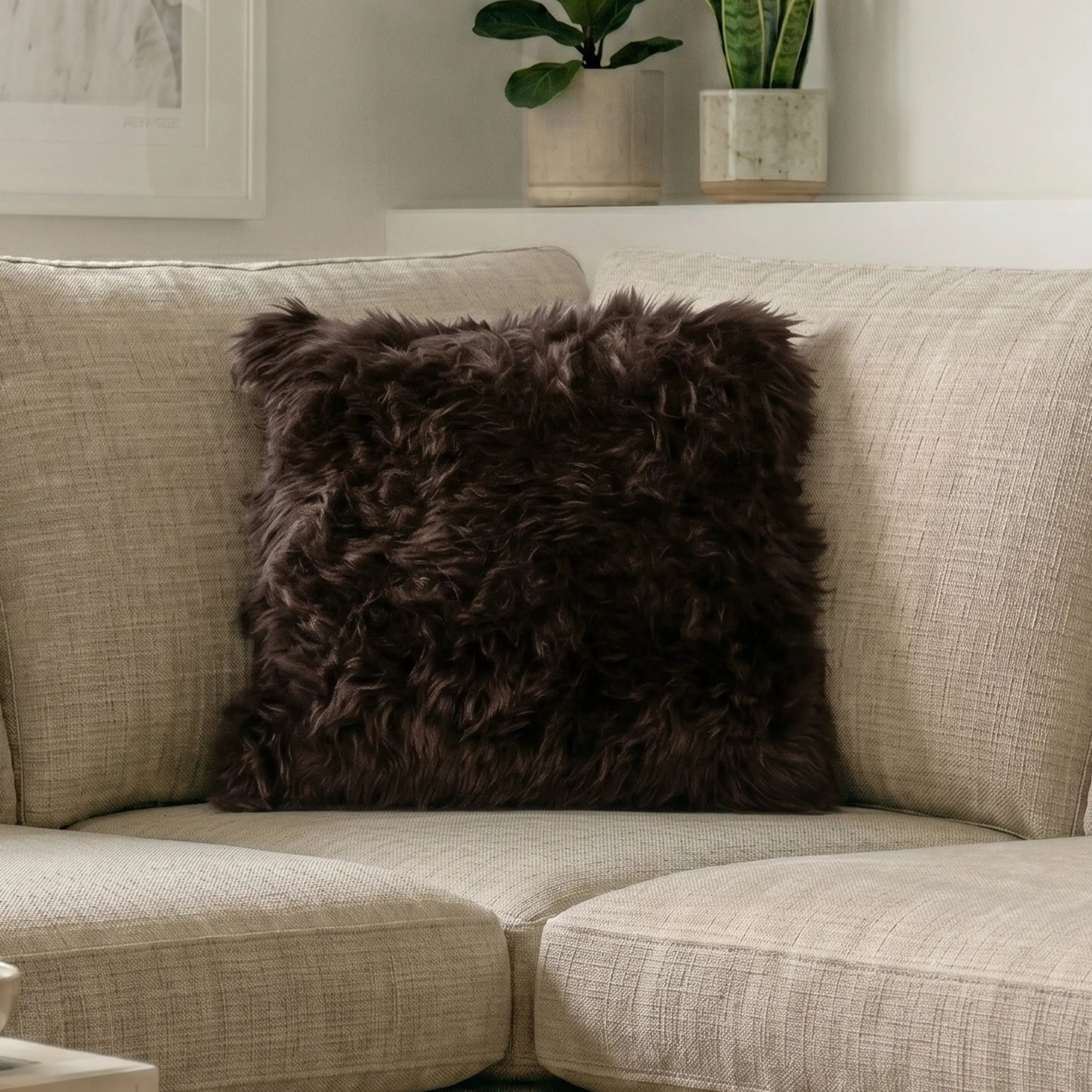 Chocolate Brown Sheepskin Cushion