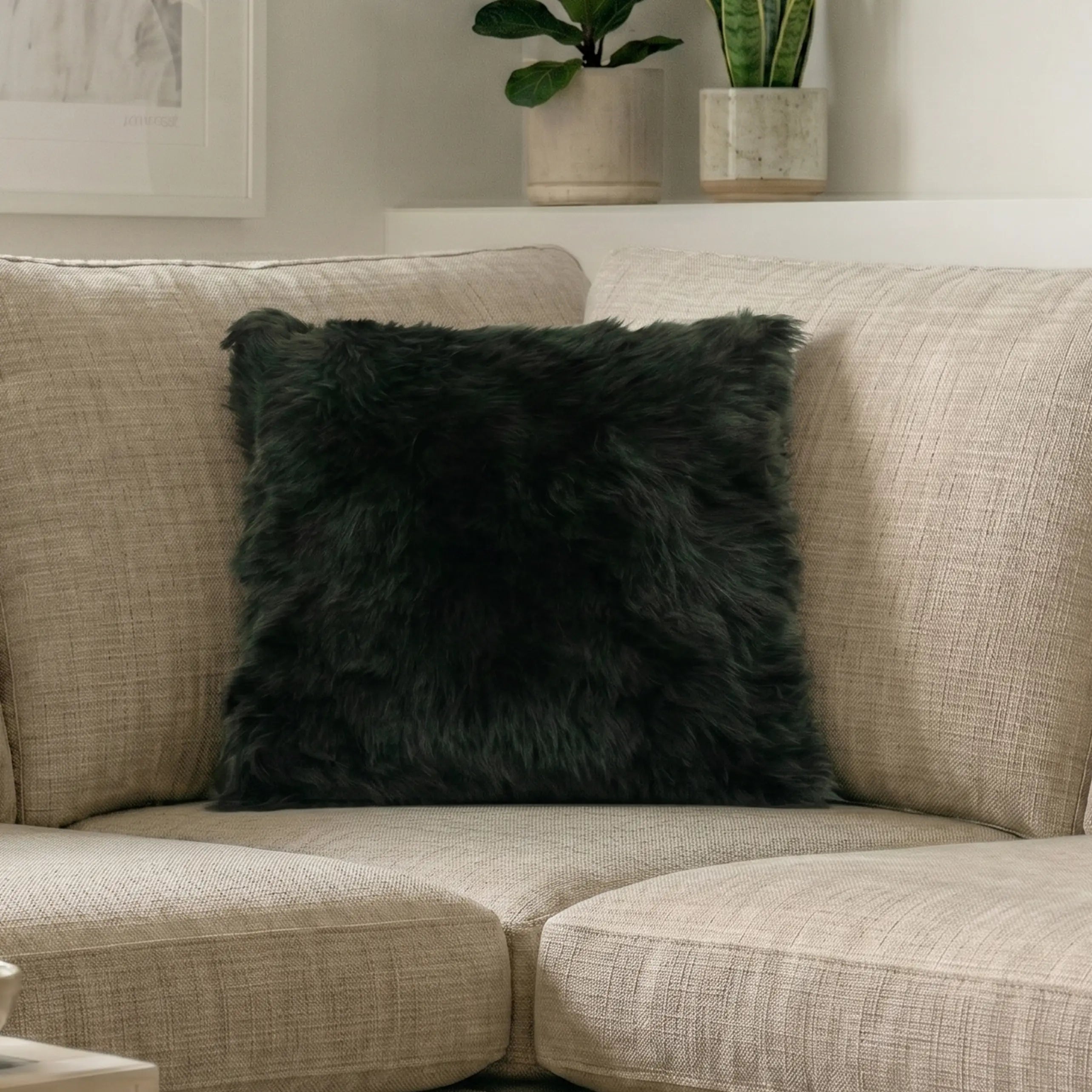 Forest Green Sheepskin Cushion