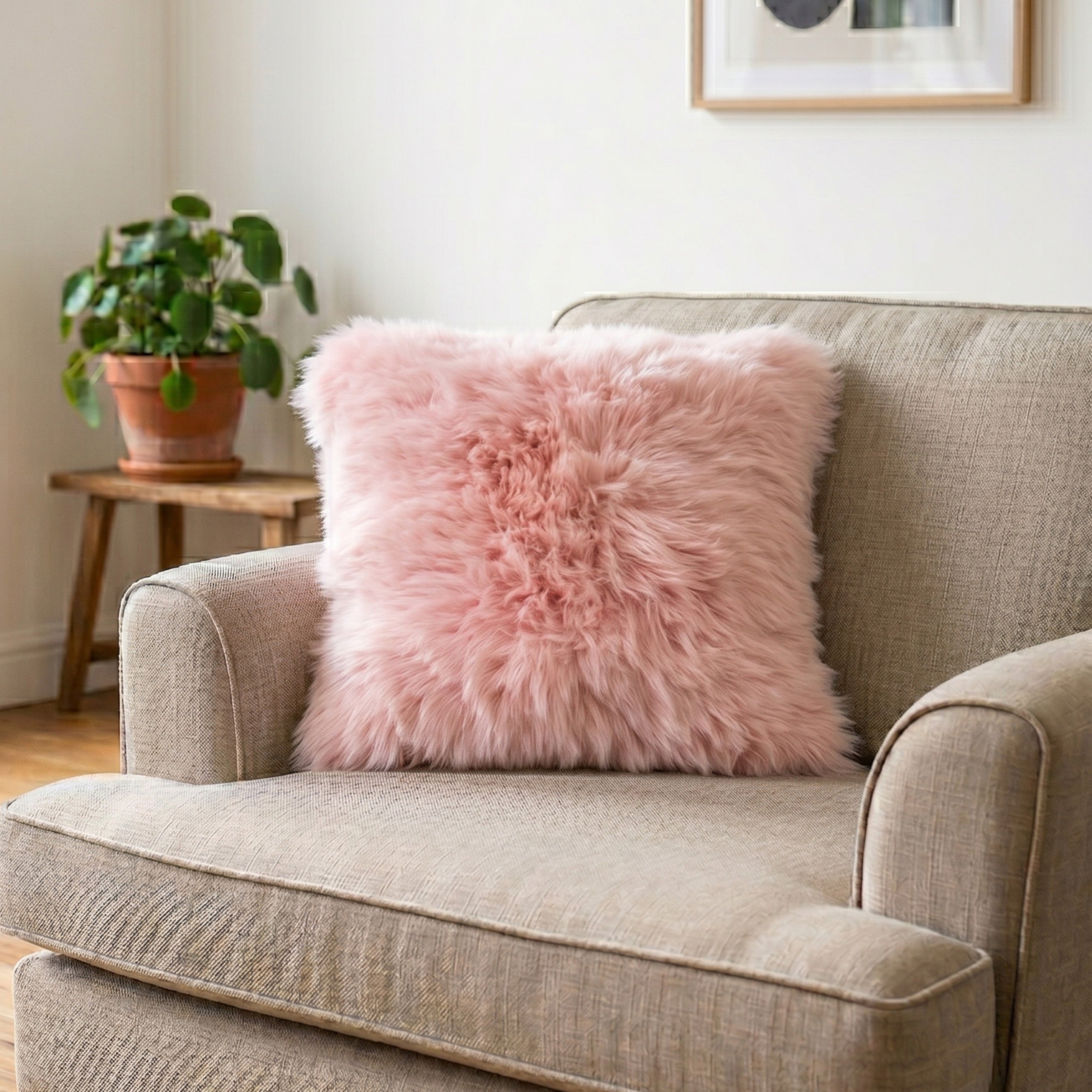 Blush Pink Sheepskin Cushion
