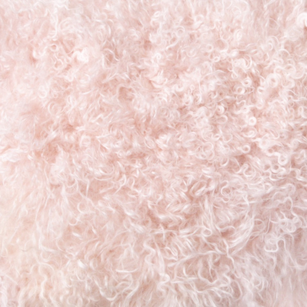 Pink Curly Sheepskin Cushion 30x50cm