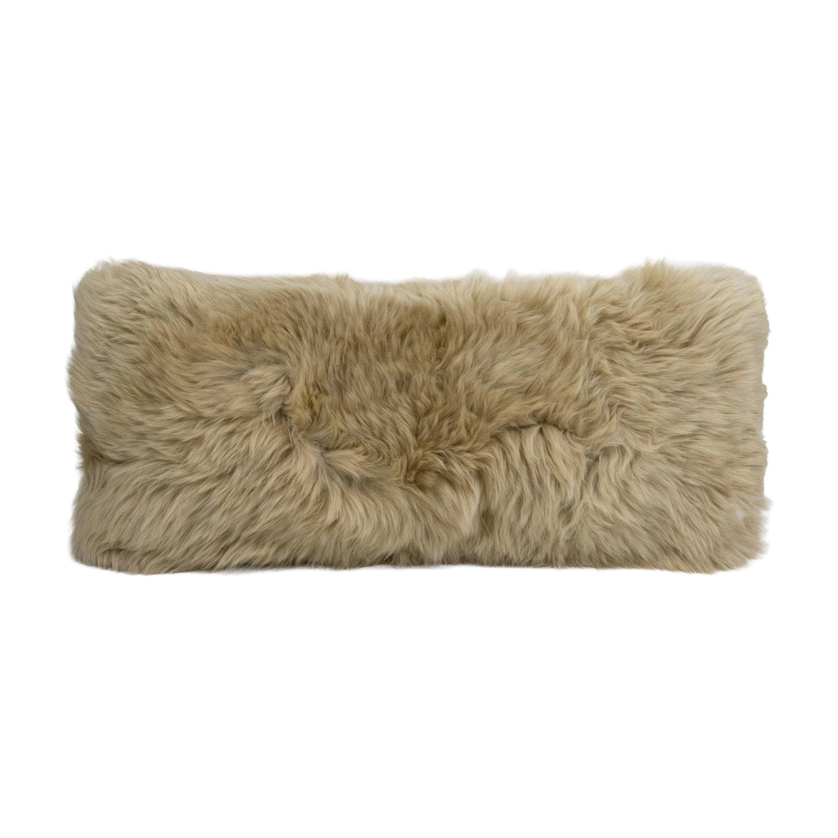 Champagne Long Genuine Sheepskin Cushion 30 x 70cm
