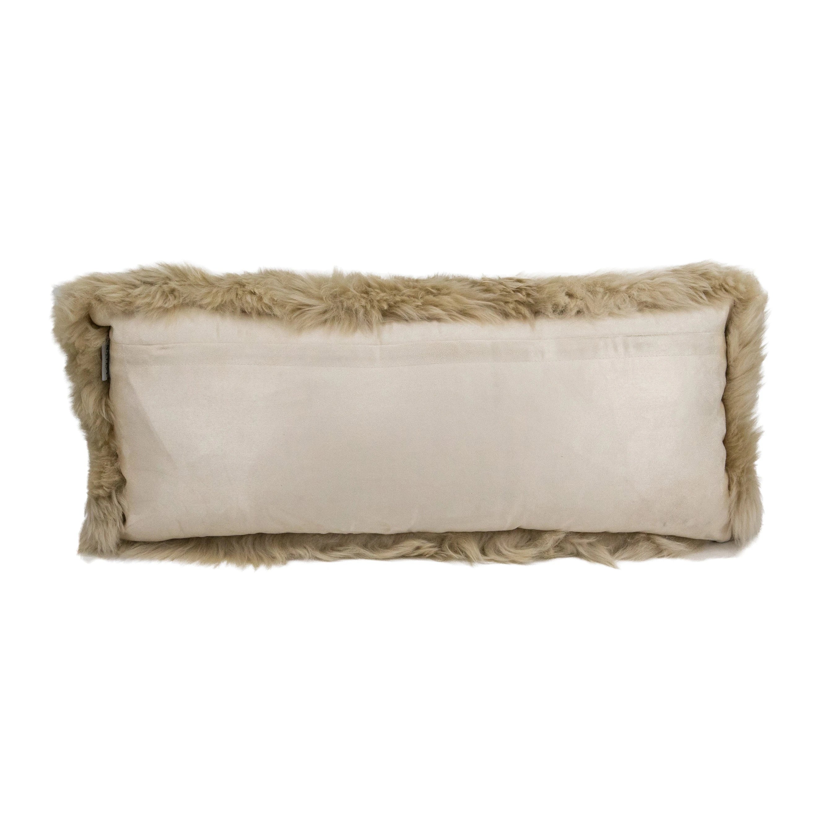 Champagne Long Genuine Sheepskin Cushion 30 x 70cm