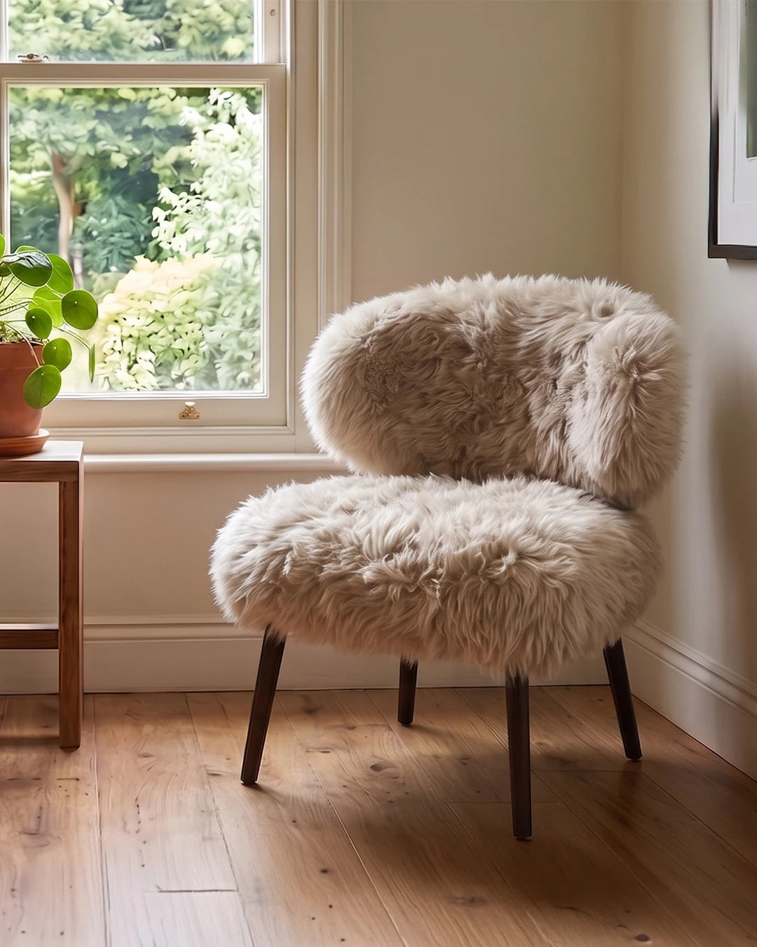 Genuine Longwool Sheepskin Dining Chair (set of 2)