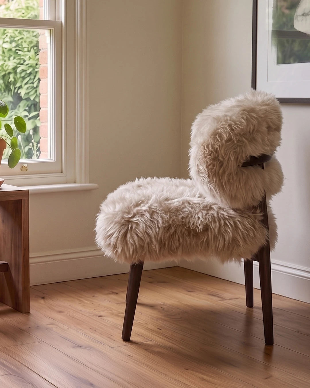 Genuine Longwool Sheepskin Dining Chair (set of 2)