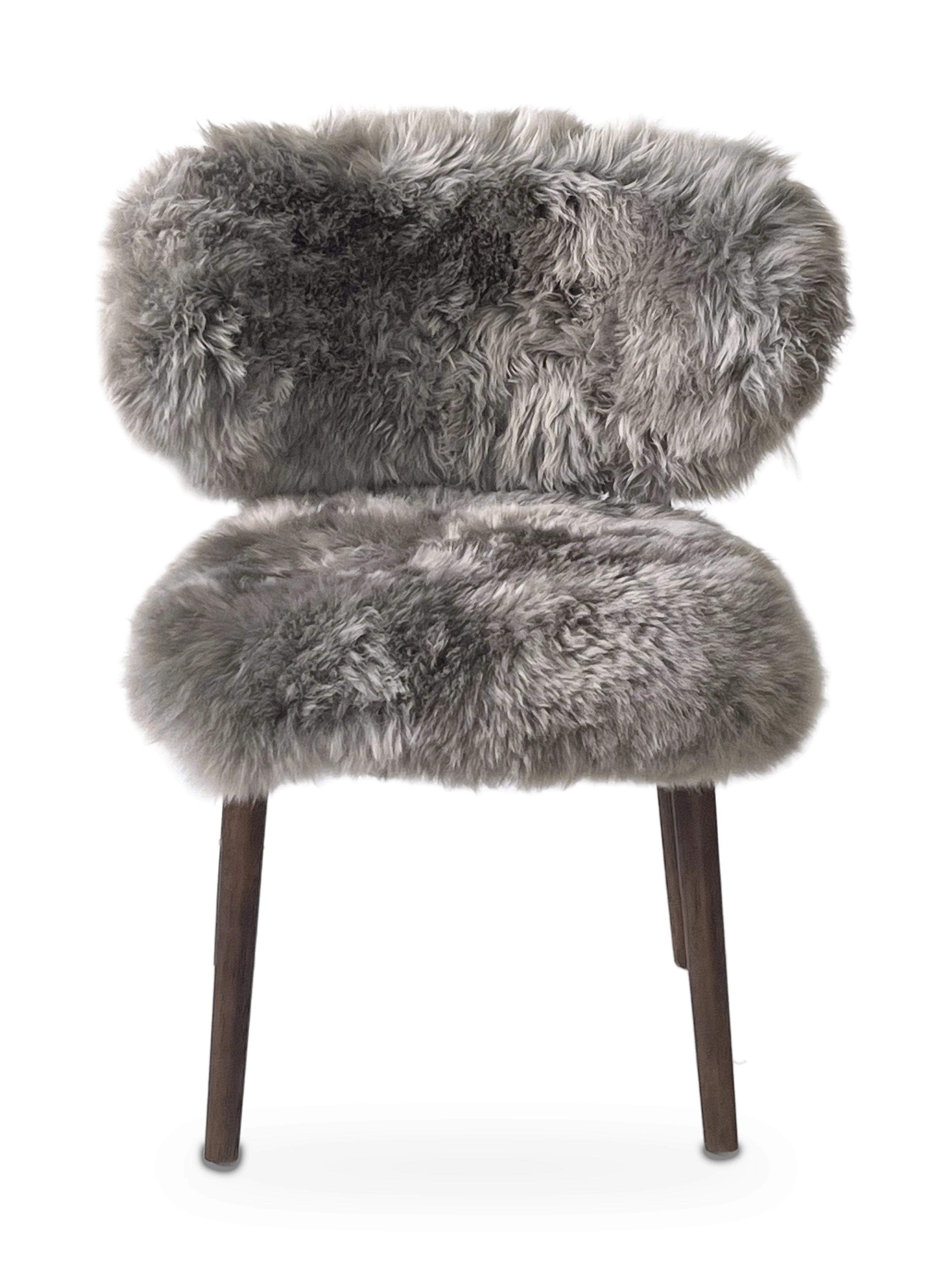 Genuine Longwool Sheepskin Dining Chair (set of 2)