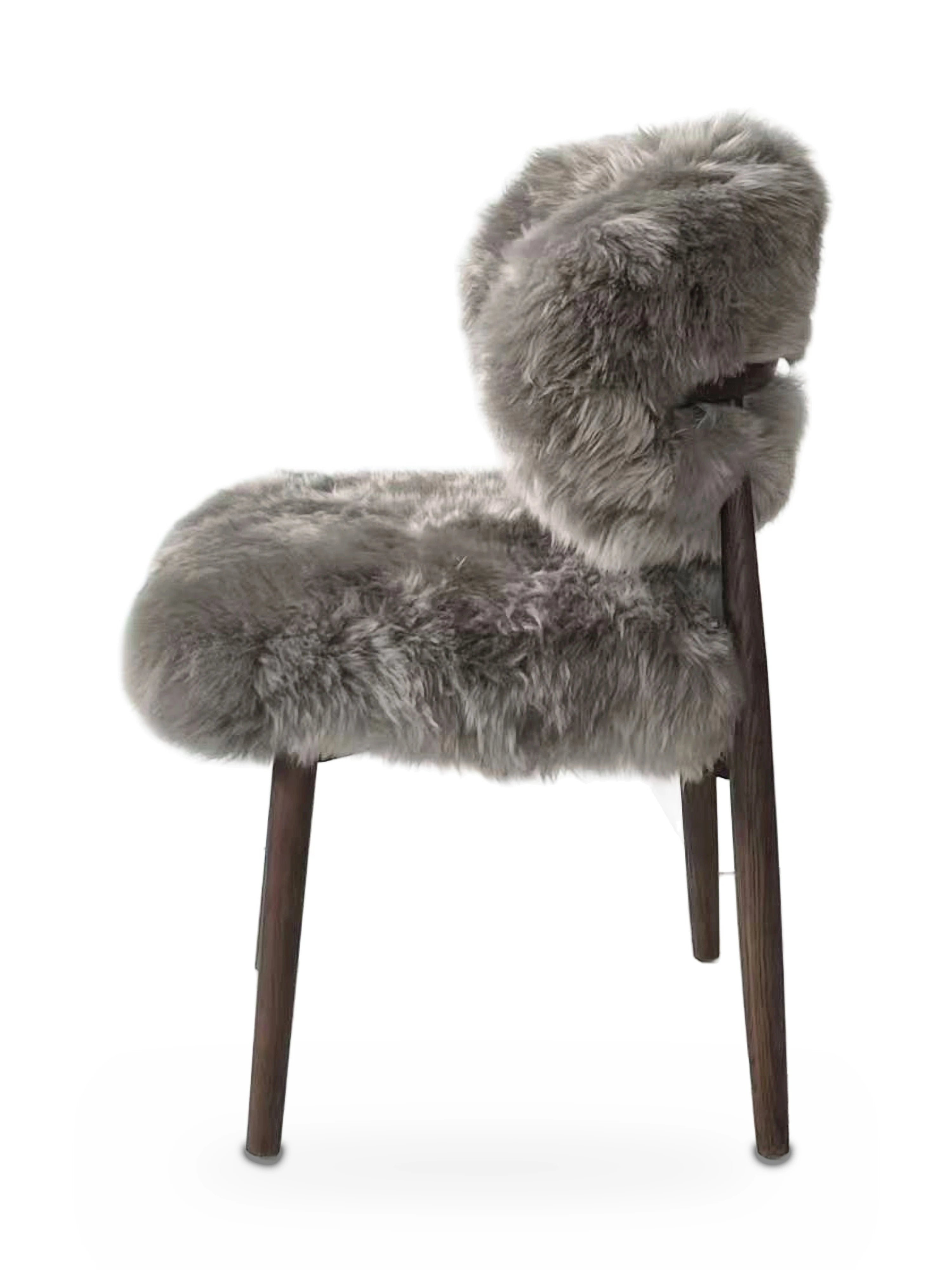 Genuine Longwool Sheepskin Dining Chair (set of 2)