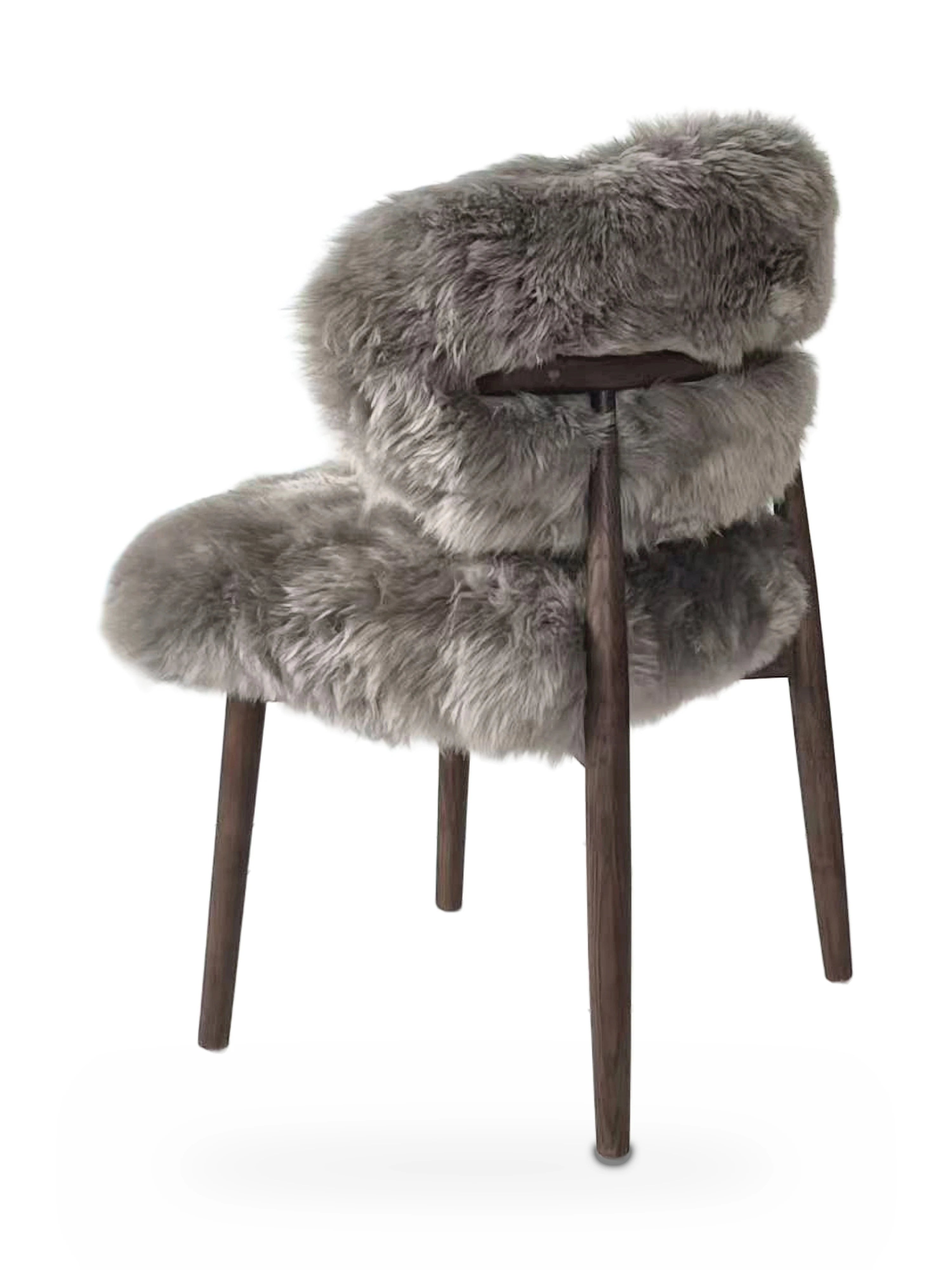 Genuine Longwool Sheepskin Dining Chair (set of 2)