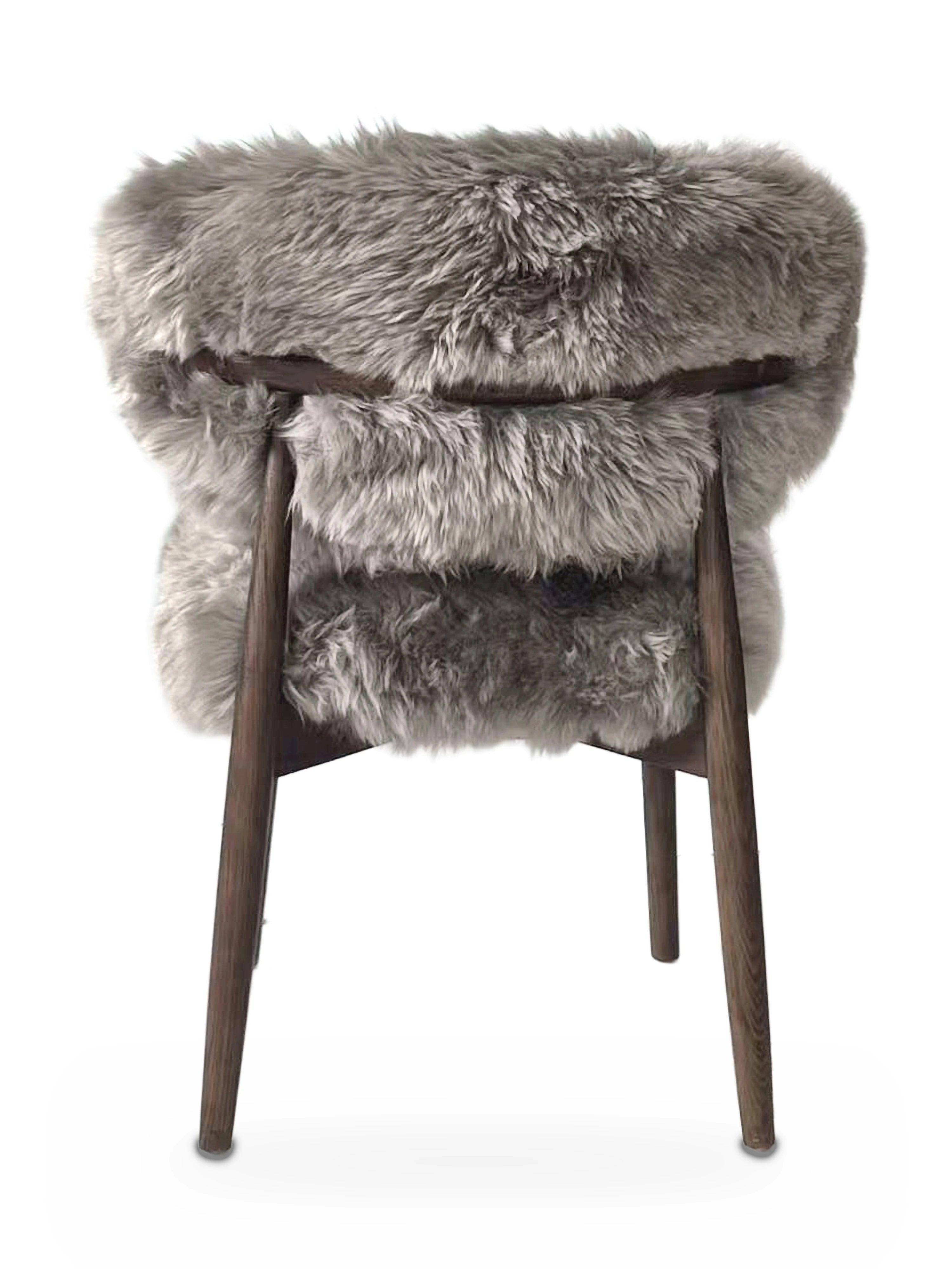 Genuine Longwool Sheepskin Dining Chair (set of 2)