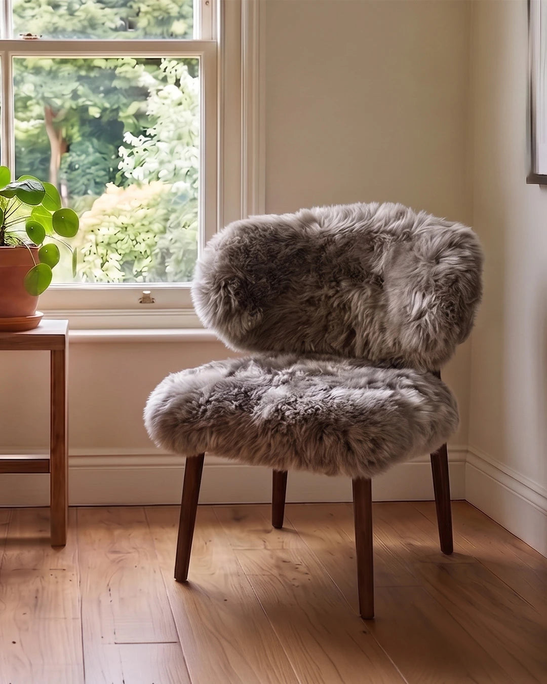 Genuine Longwool Sheepskin Dining Chair (set of 2)