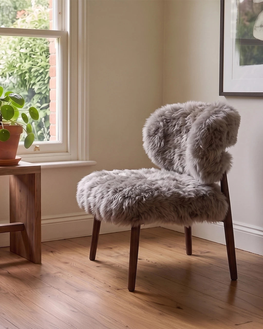 Genuine Longwool Sheepskin Dining Chair (set of 2)