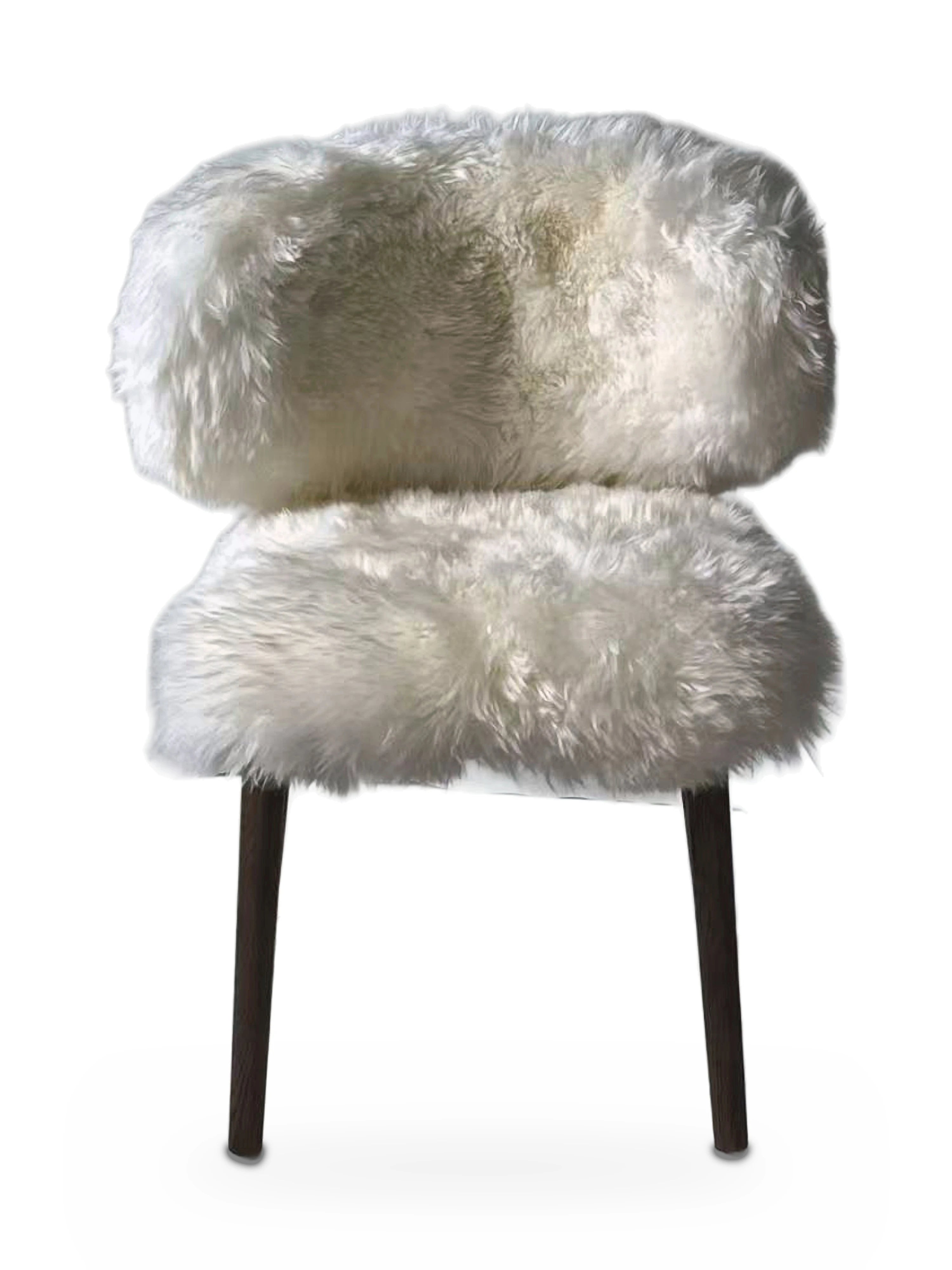 Genuine Longwool Sheepskin Dining Chair (set of 2)