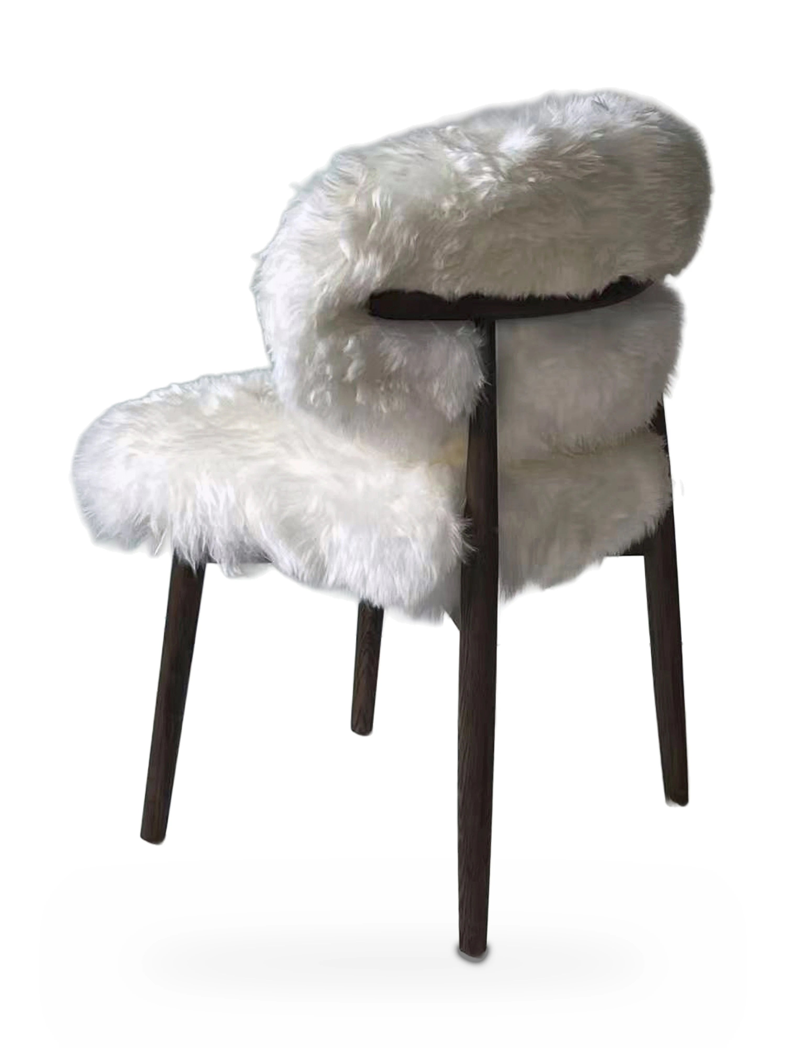 Genuine Longwool Sheepskin Dining Chair (set of 2)