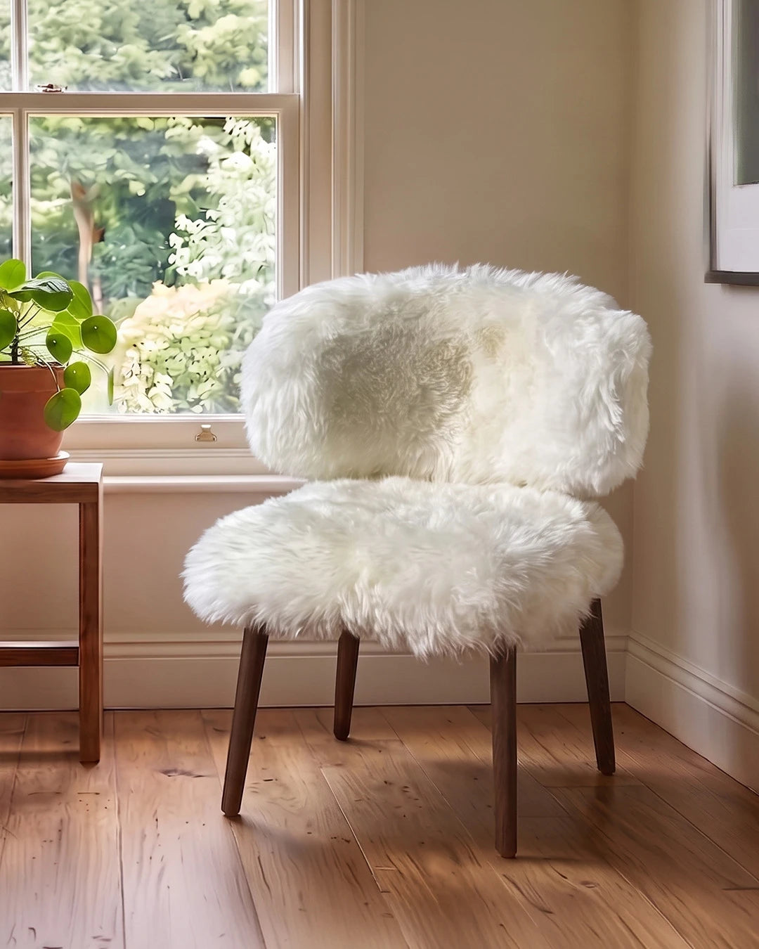 Genuine Longwool Sheepskin Dining Chair (set of 2)