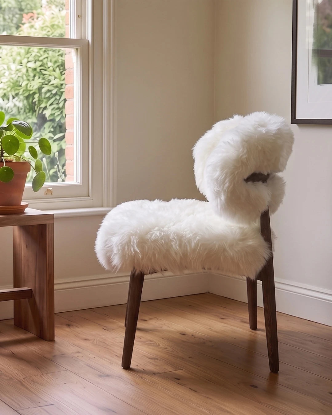 Genuine Longwool Sheepskin Dining Chair (set of 2)