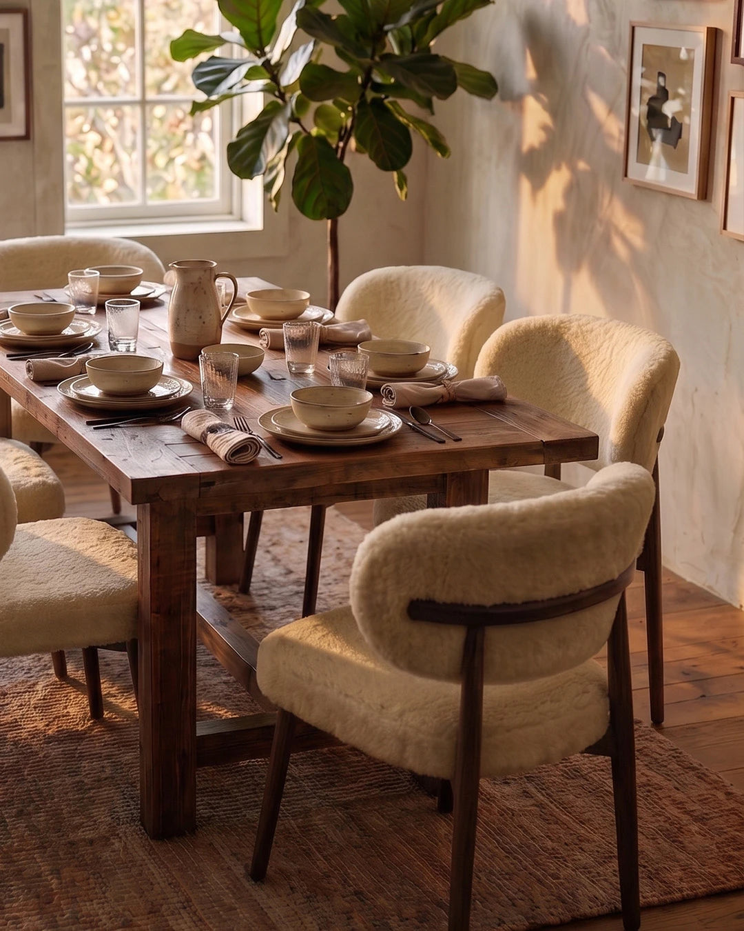 Genuine Short Fur Sheepskin Dining Chair (set of 2)