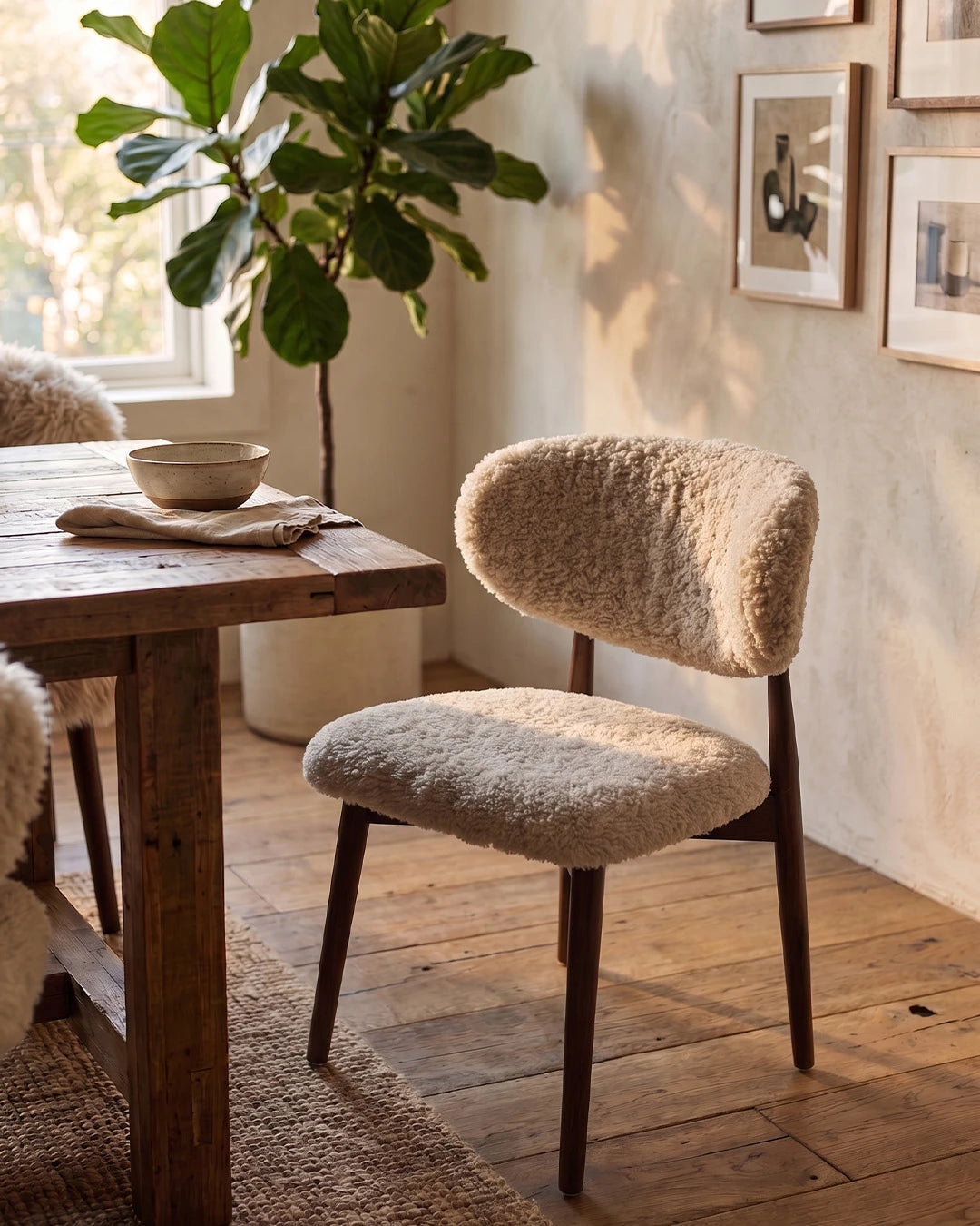 Genuine Short Fur Sheepskin Dining Chair (set of 2)