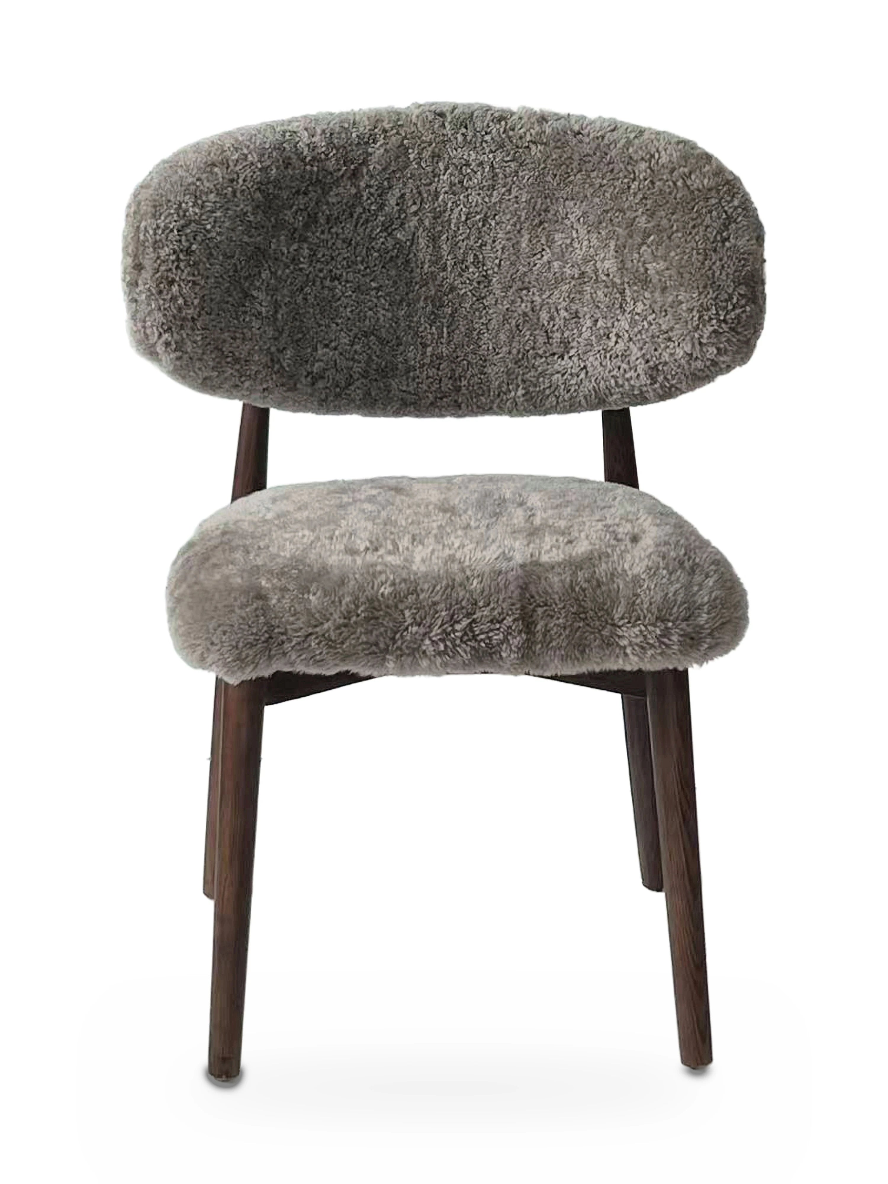 Genuine Short Fur Sheepskin Dining Chair (set of 2)
