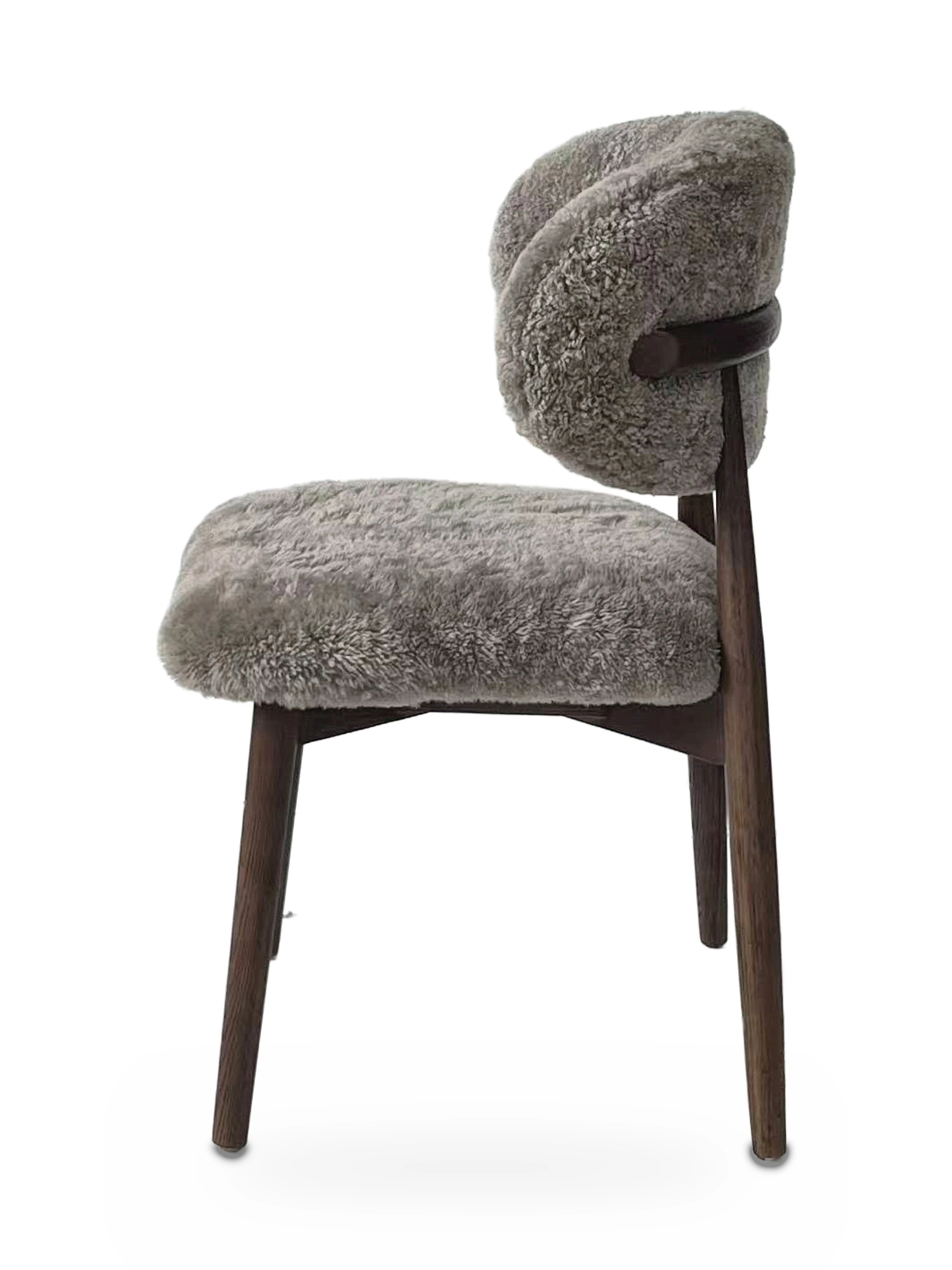 Genuine Short Fur Sheepskin Dining Chair (set of 2)